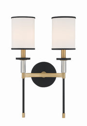 Crystorama Hatfield HAT-472-BF-VG – 12 Inch – 2 Light – Sconce – Black Forged + Vibrant Gold – Damp Rated