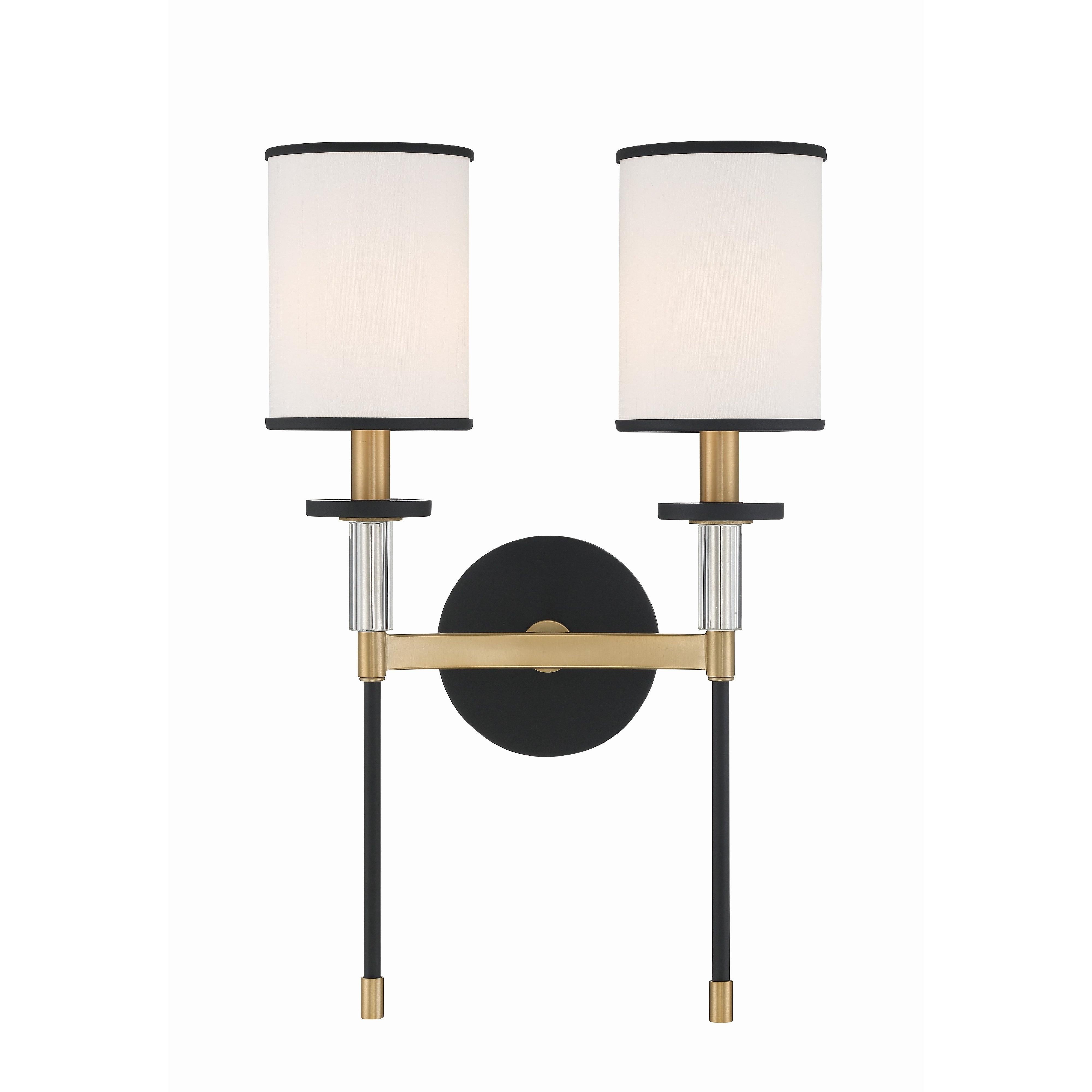 Crystorama Hatfield HAT-472-BF-VG – 12 Inch – 2 Light – Sconce – Black Forged + Vibrant Gold – Damp Rated