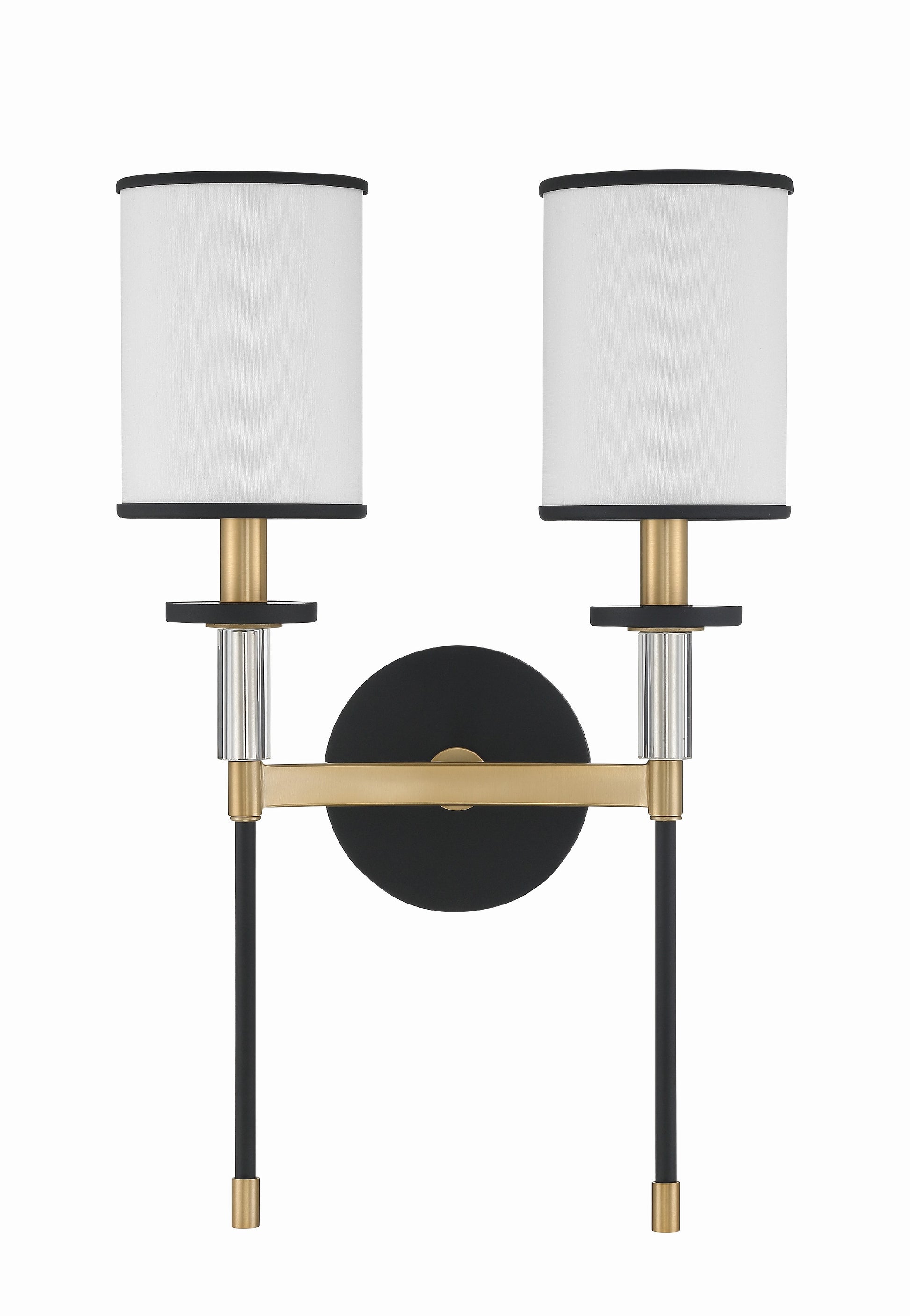 Crystorama Hatfield HAT-472-BF-VG – 12 Inch – 2 Light – Sconce – Black Forged + Vibrant Gold – Damp Rated