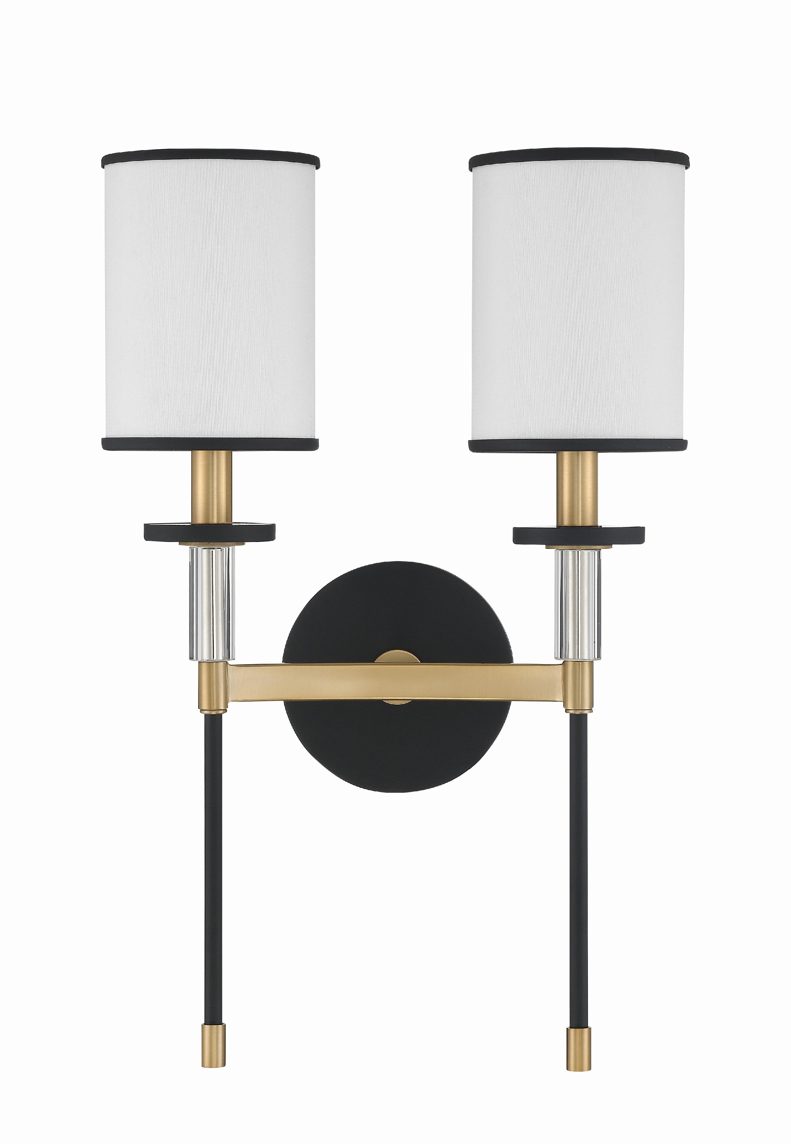 Crystorama Hatfield HAT-472-BF-VG – 12 Inch – 2 Light – Sconce – Black Forged + Vibrant Gold – Damp Rated