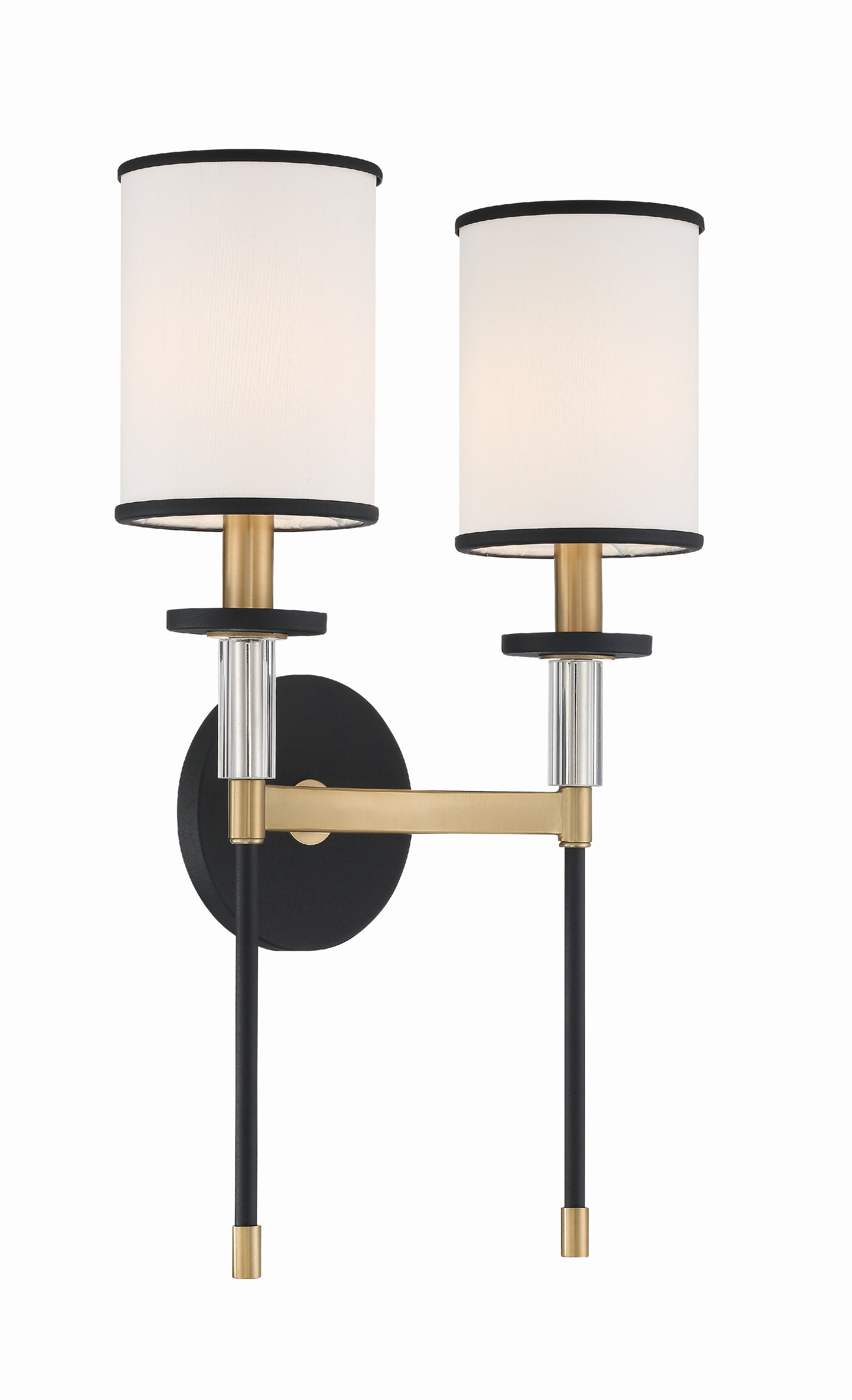 Crystorama Hatfield HAT-472-BF-VG – 12 Inch – 2 Light – Sconce – Black Forged + Vibrant Gold – Damp Rated