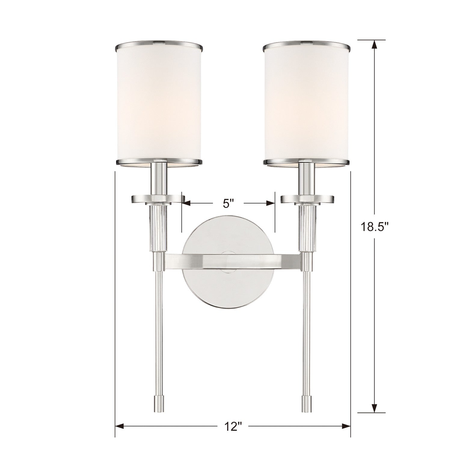 Crystorama Hatfield HAT-472-PN – 12 Inch – 2 Light – Sconce – Polished Nickel – Damp Rated