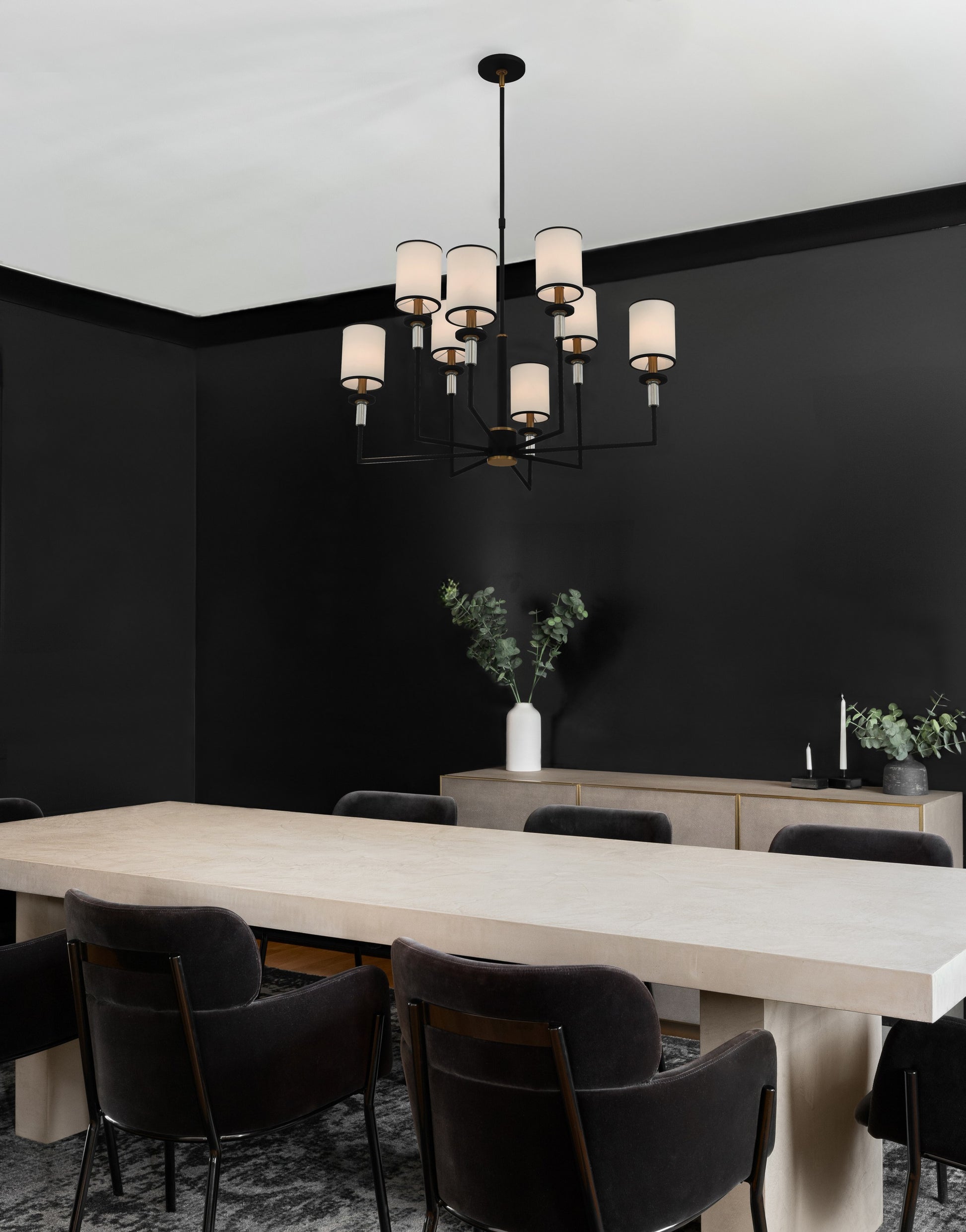 Crystorama Hatfield HAT-478-BF-VG – 33.25 Inch – 8 Light – Chandelier – Black Forged + Vibrant Gold – Dry Rated