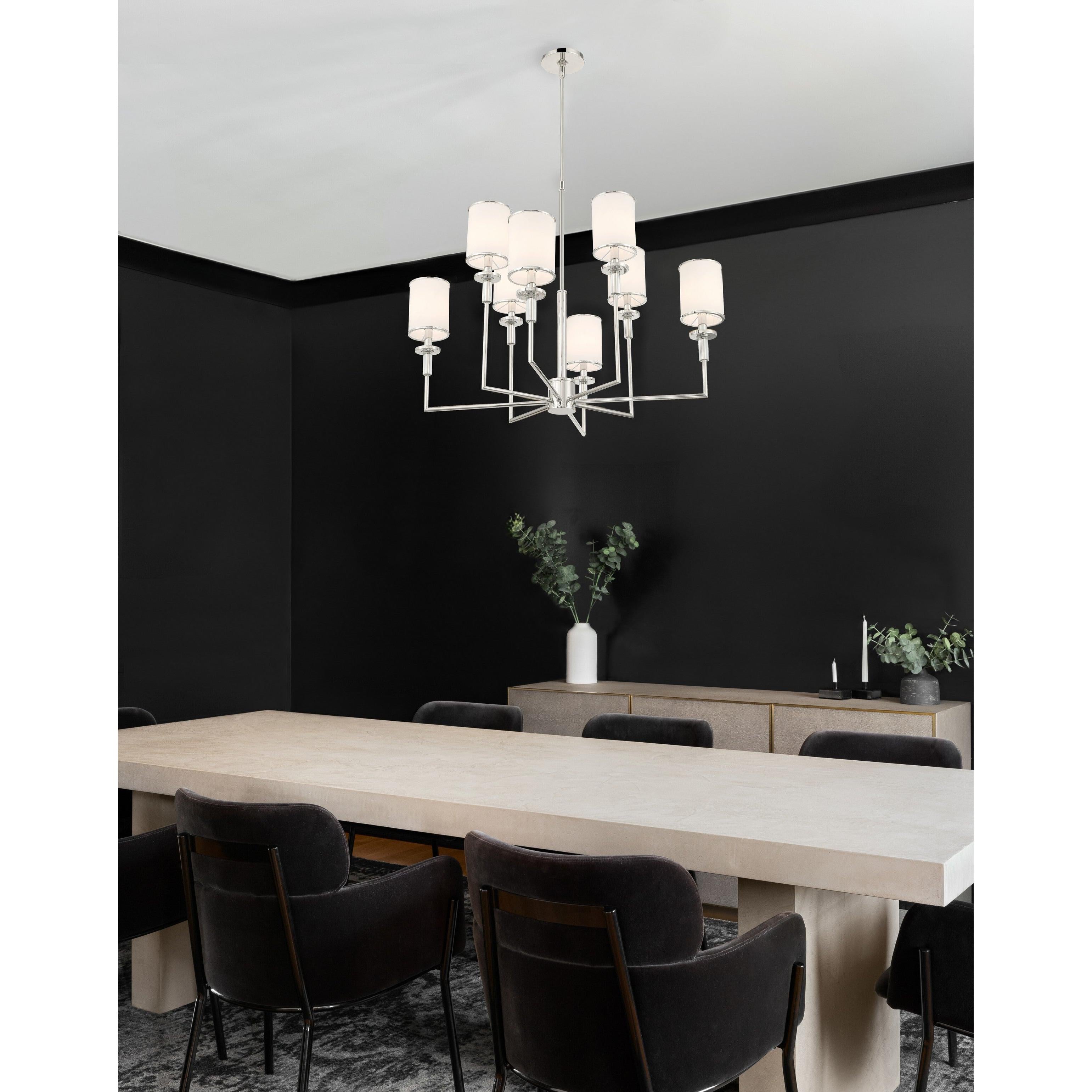 Crystorama Hatfield HAT-478-PN – 33.25 Inch – 8 Light – Chandelier – Polished Nickel – Dry Rated