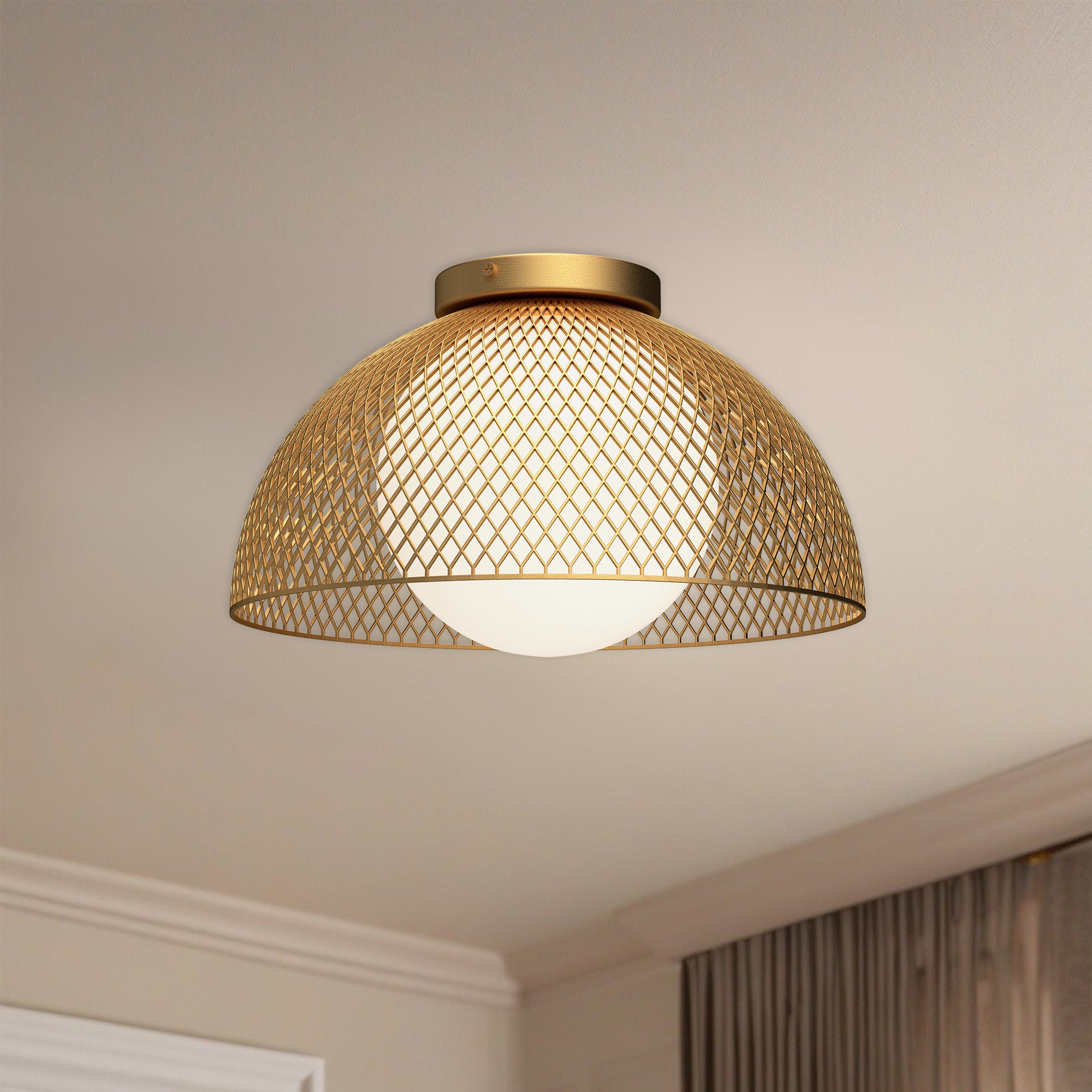 Haven 12-in Gold/Opal Matte Glass 1 Light Flush Mount