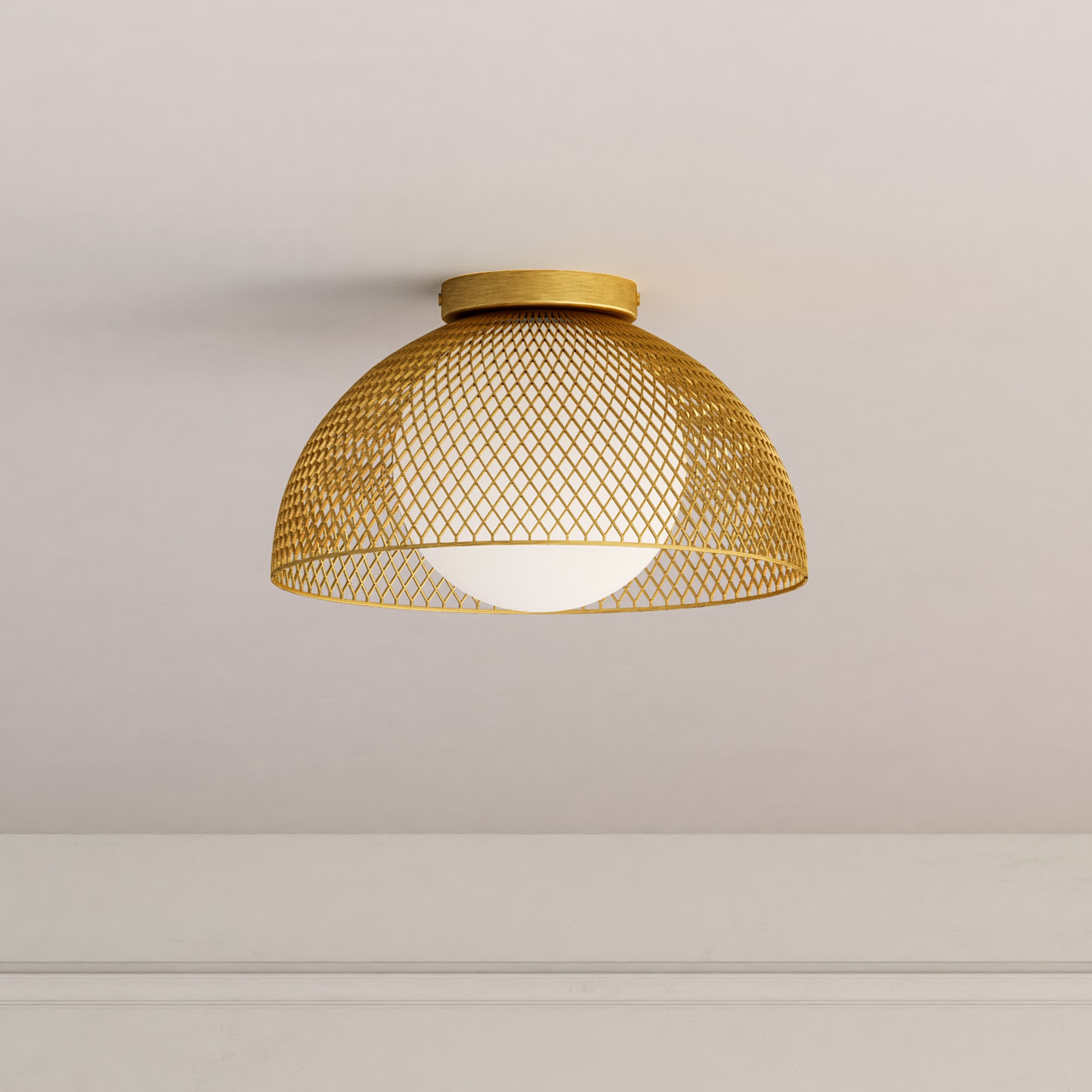 Haven 12-in Gold/Opal Matte Glass 1 Light Flush Mount