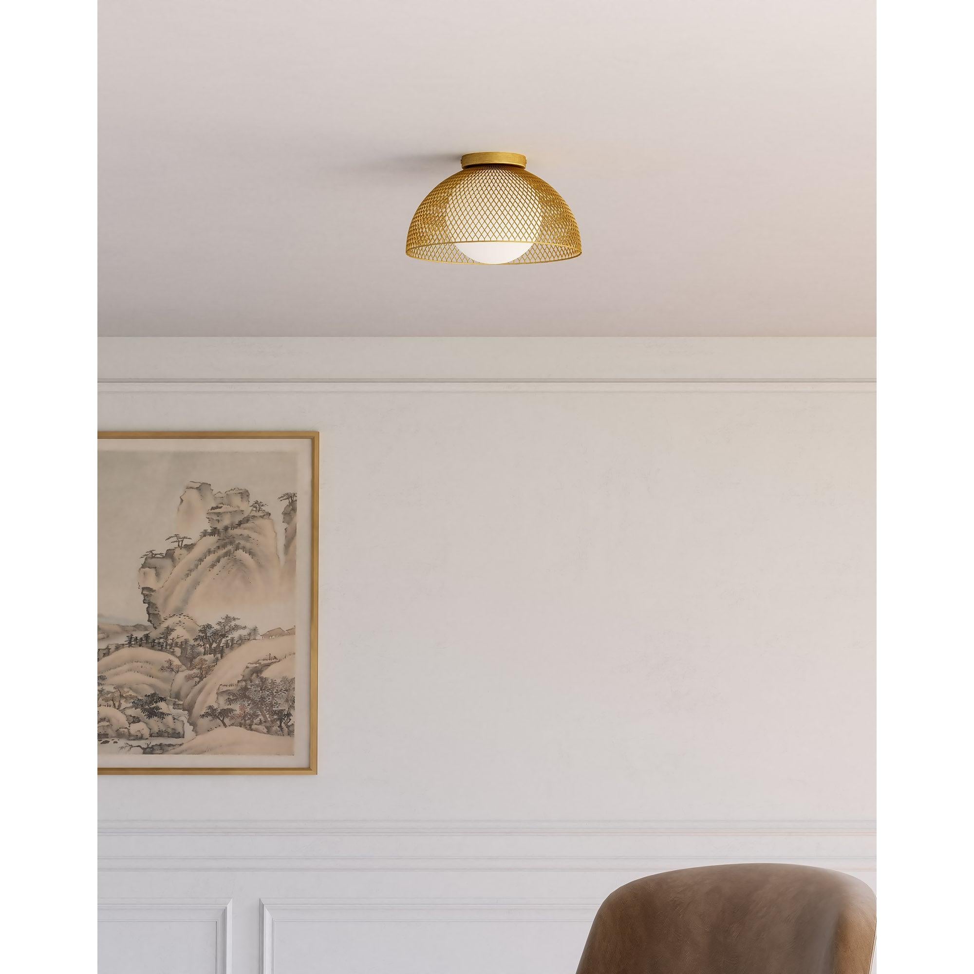 Haven 12-in Gold/Opal Matte Glass 1 Light Flush Mount