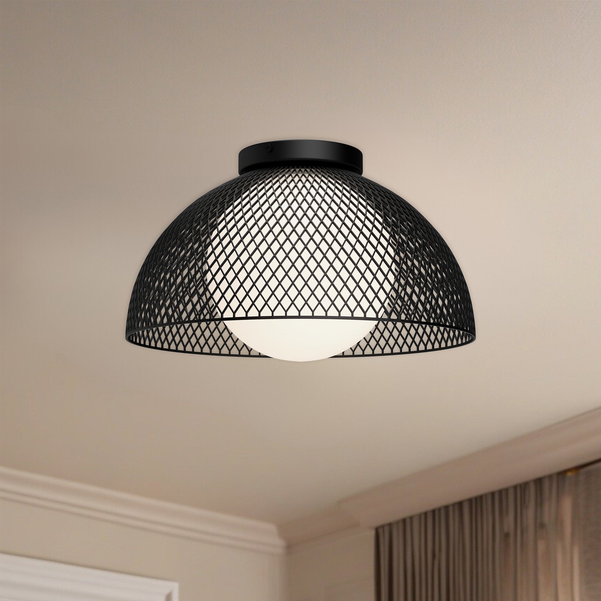 Haven 12-in Matte Black/Opal Matte Glass 1 Light Flush Mount