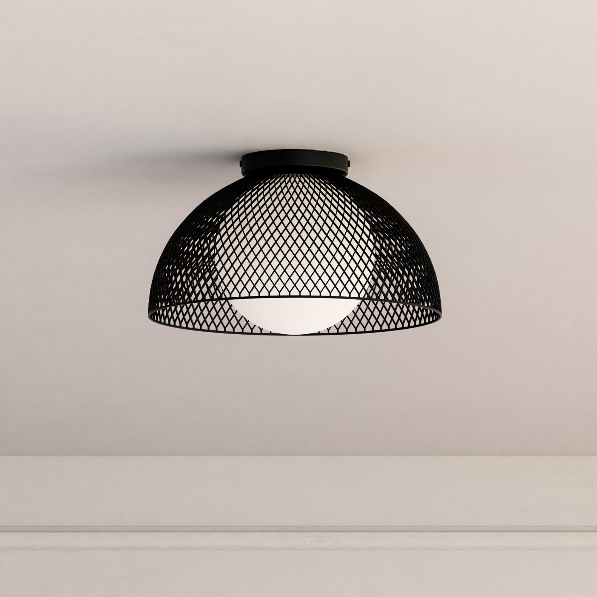 Haven 12-in Matte Black/Opal Matte Glass 1 Light Flush Mount