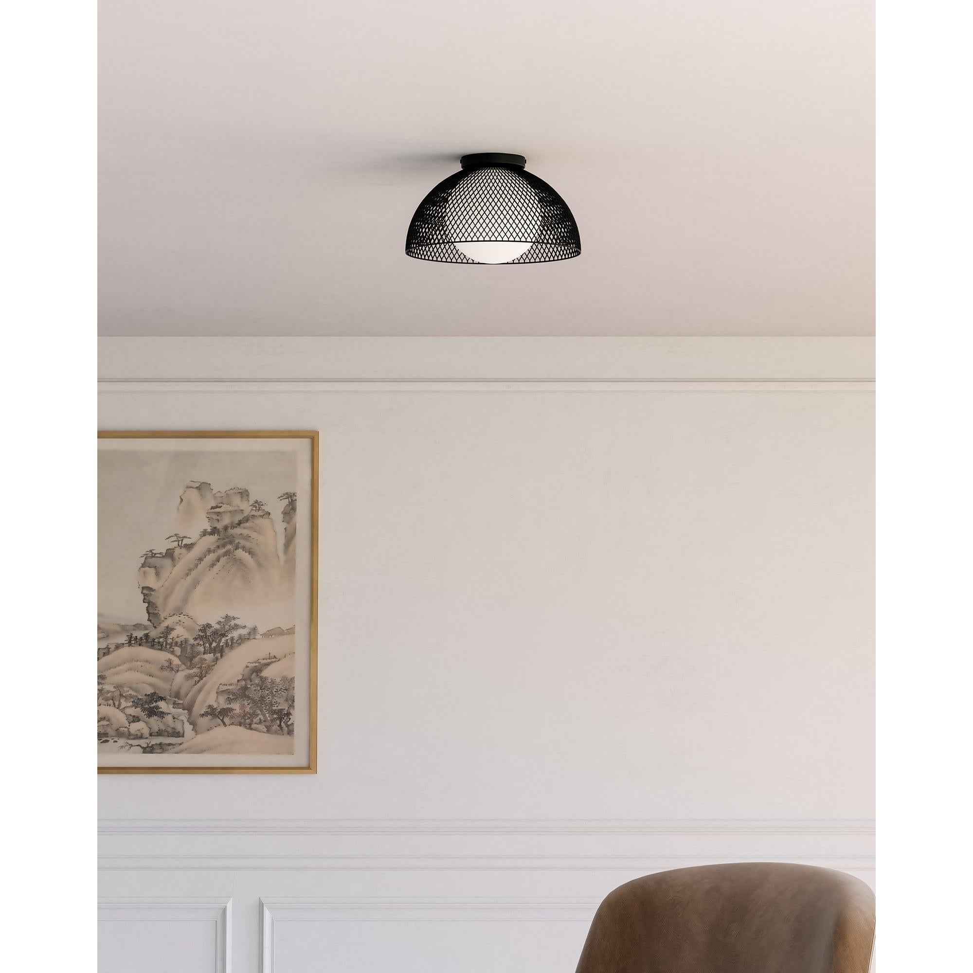 Haven 12-in Matte Black/Opal Matte Glass 1 Light Flush Mount