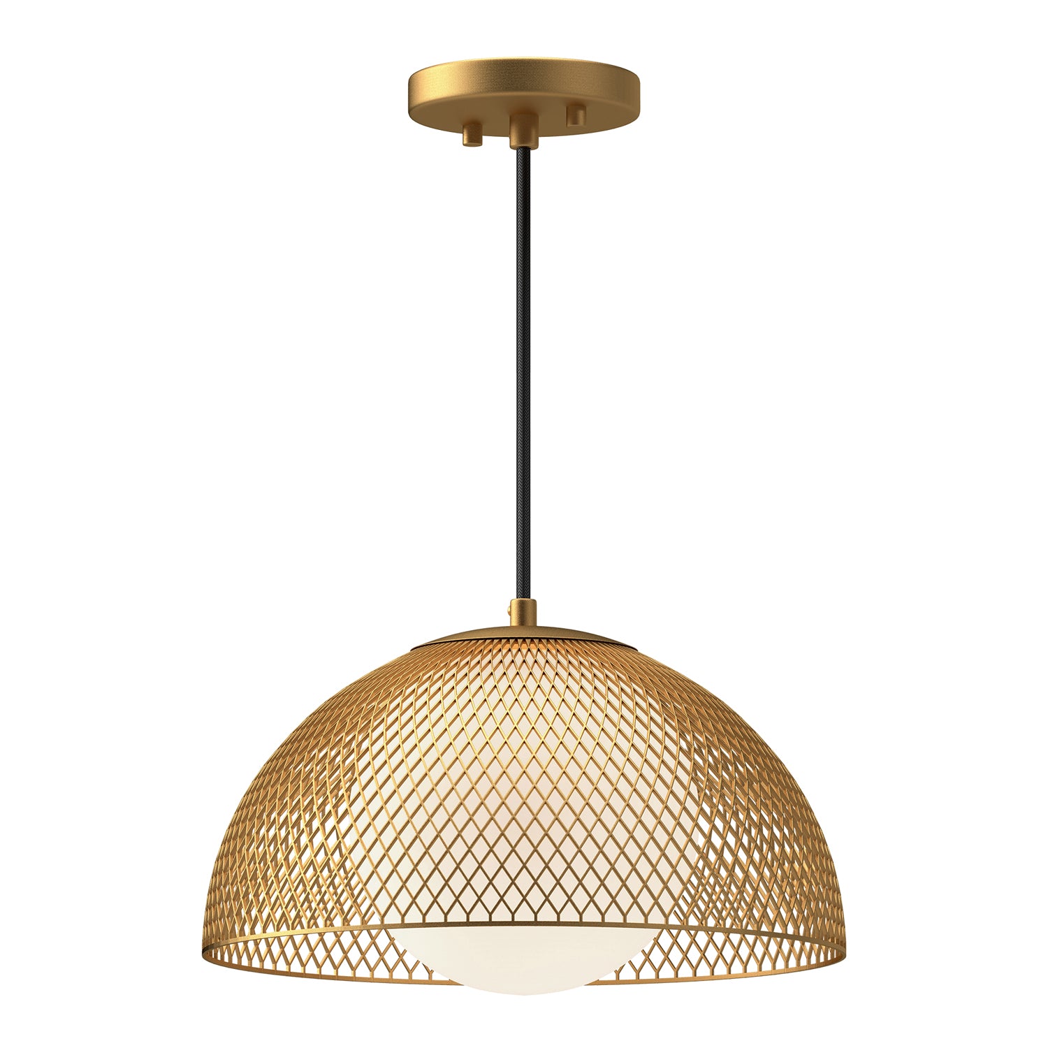 Haven 12-in Gold/Opal Matte Glass 1 Light Pendant