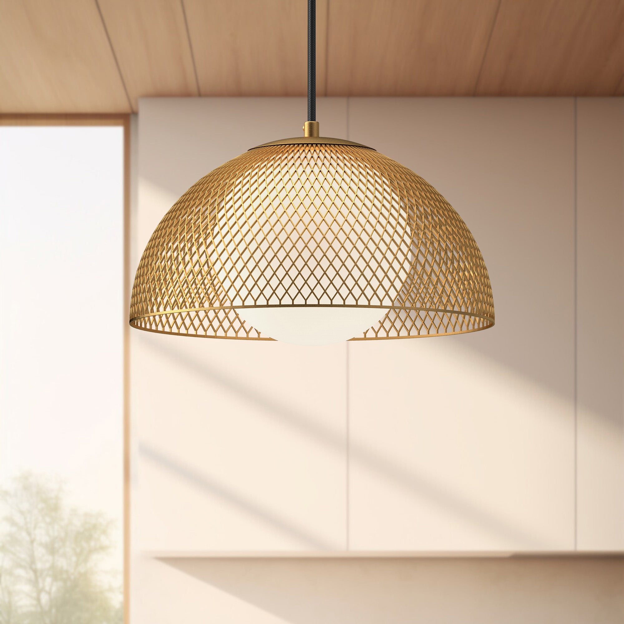 Haven 12-in Gold/Opal Matte Glass 1 Light Pendant