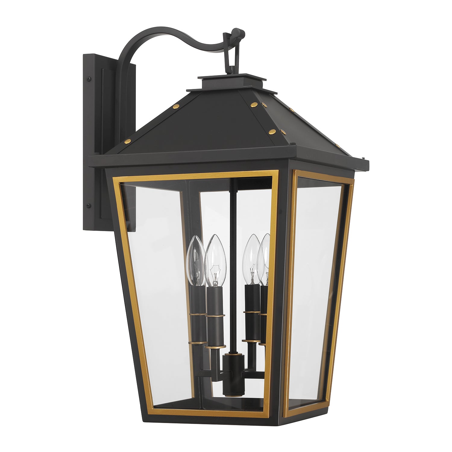 Crystorama Hawkins HAW-603-MK-TG – 12 Inch – 4 Light – Outdoor – Matte Black + Textured Gold – Wet Rated