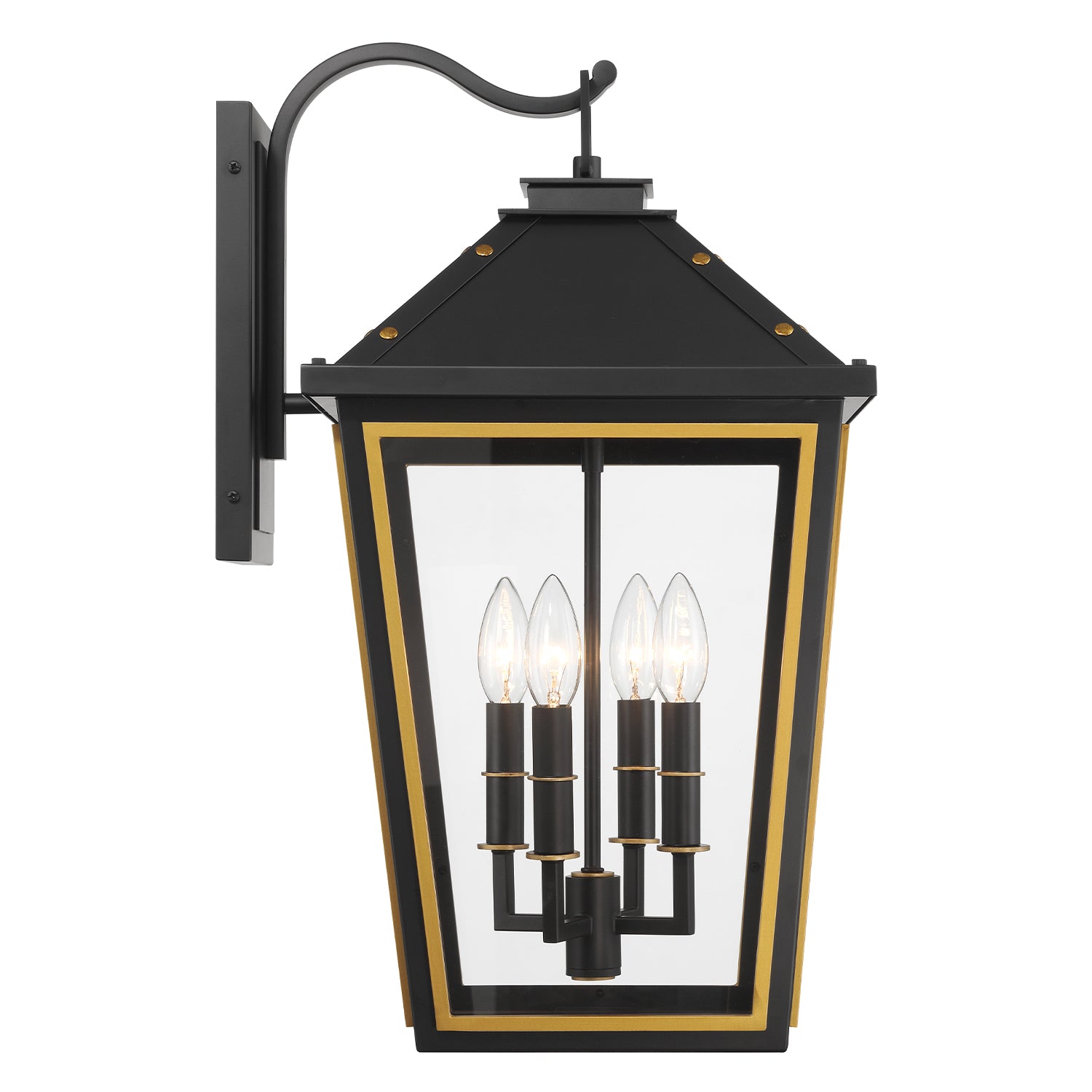 Crystorama Hawkins HAW-603-MK-TG – 12 Inch – 4 Light – Outdoor – Matte Black + Textured Gold – Wet Rated