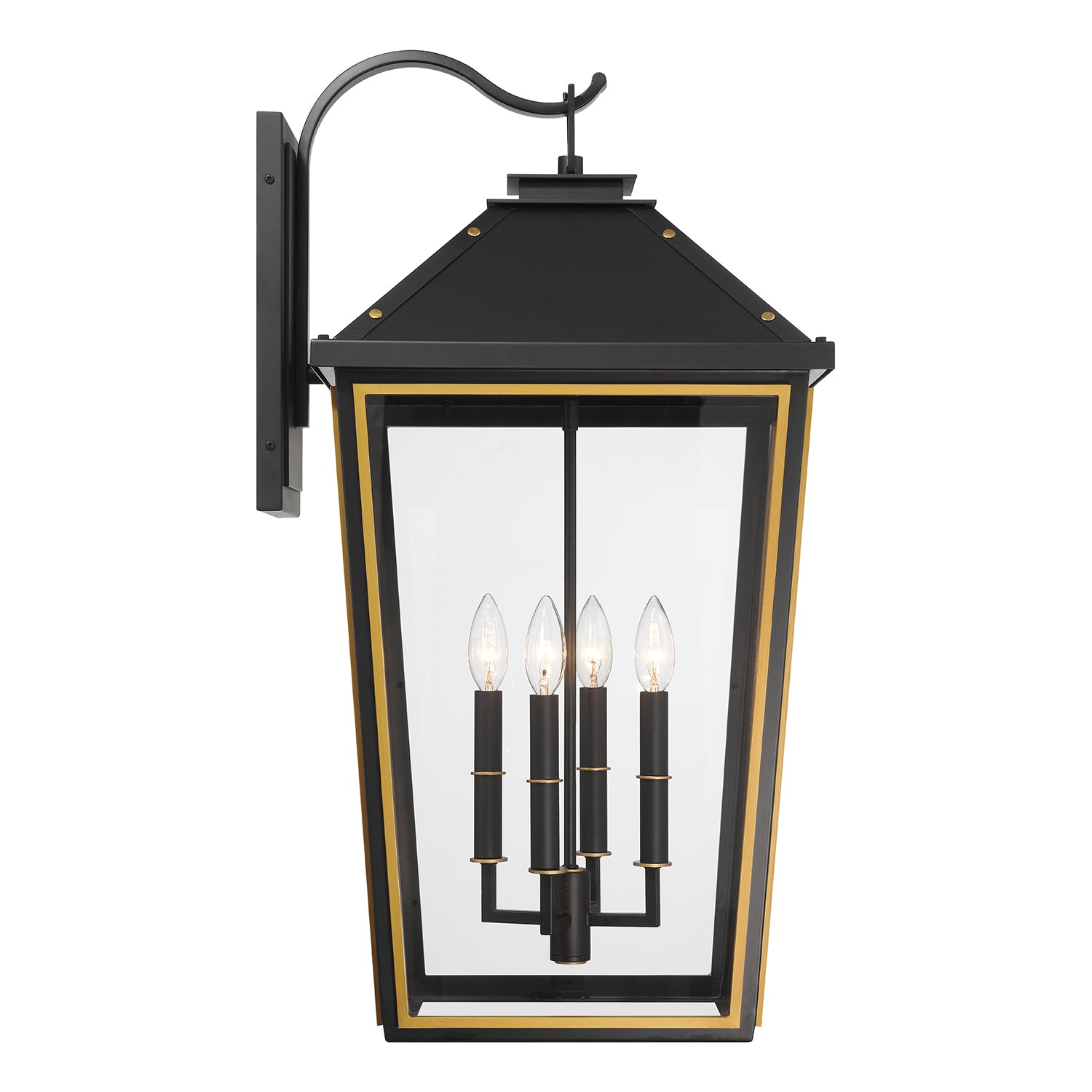 Crystorama Hawkins HAW-604-MK-TG – 15 Inch – 4 Light – Outdoor – Matte Black + Textured Gold – Wet Rated