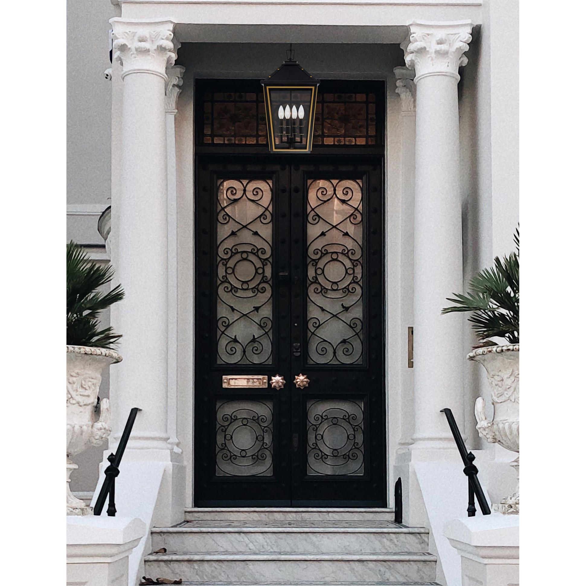 Crystorama Hawkins HAW-605-MK-TG – 12 Inch – 4 Light – Outdoor – Matte Black + Textured Gold – Wet Rated