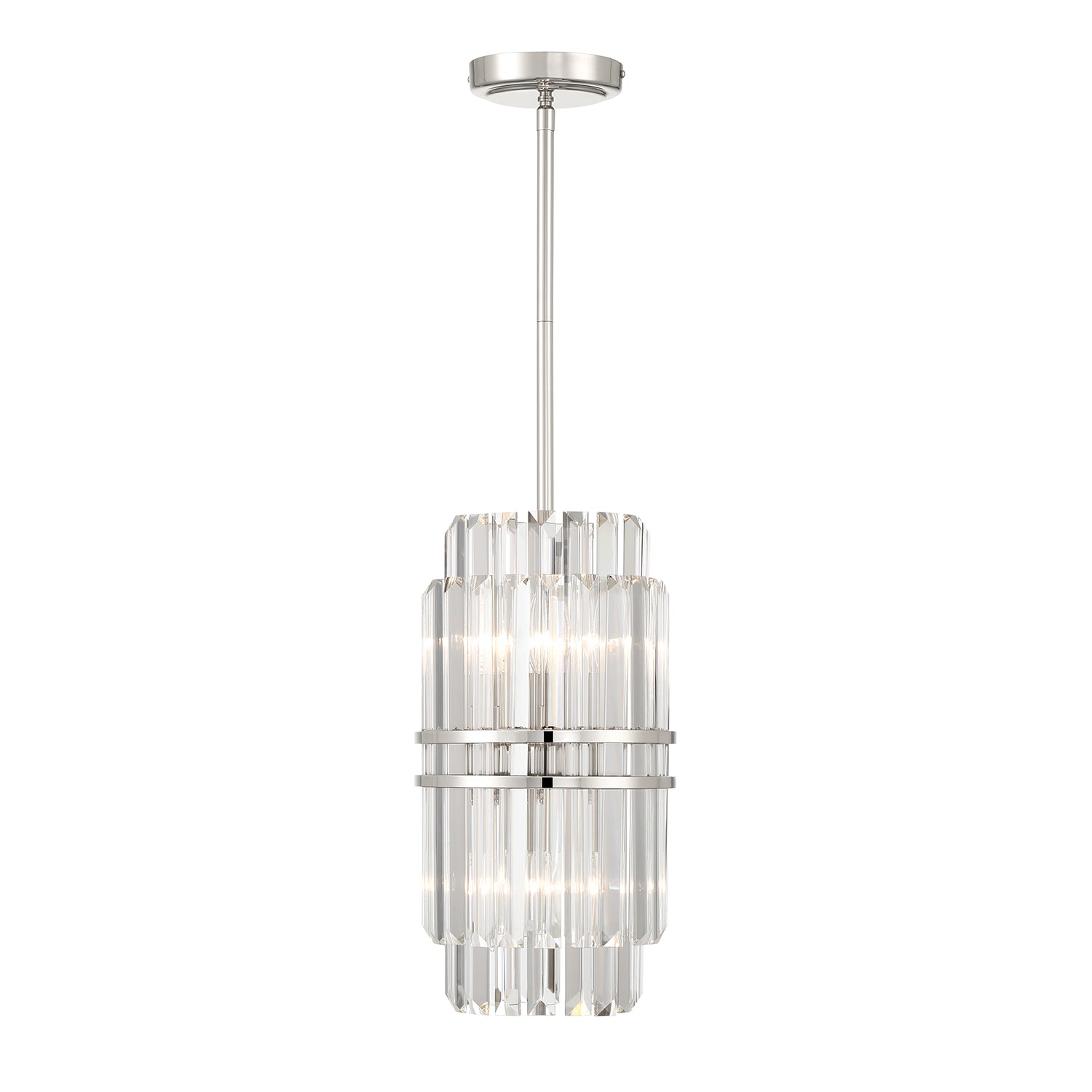 Crystorama Hayes HAY-1401-PN – 8 Inch – 4 Light – Pendant Light – Polished Nickel – Dry Rated