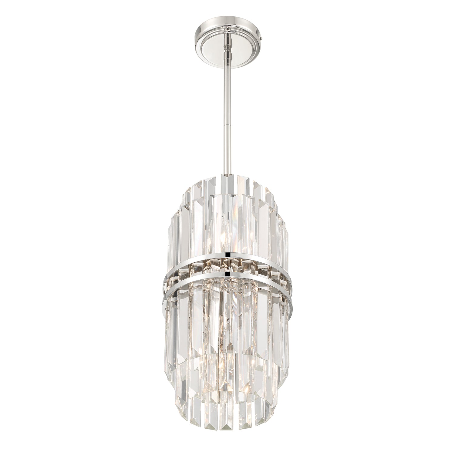 Crystorama Hayes HAY-1401-PN – 8 Inch – 4 Light – Pendant Light – Polished Nickel – Dry Rated
