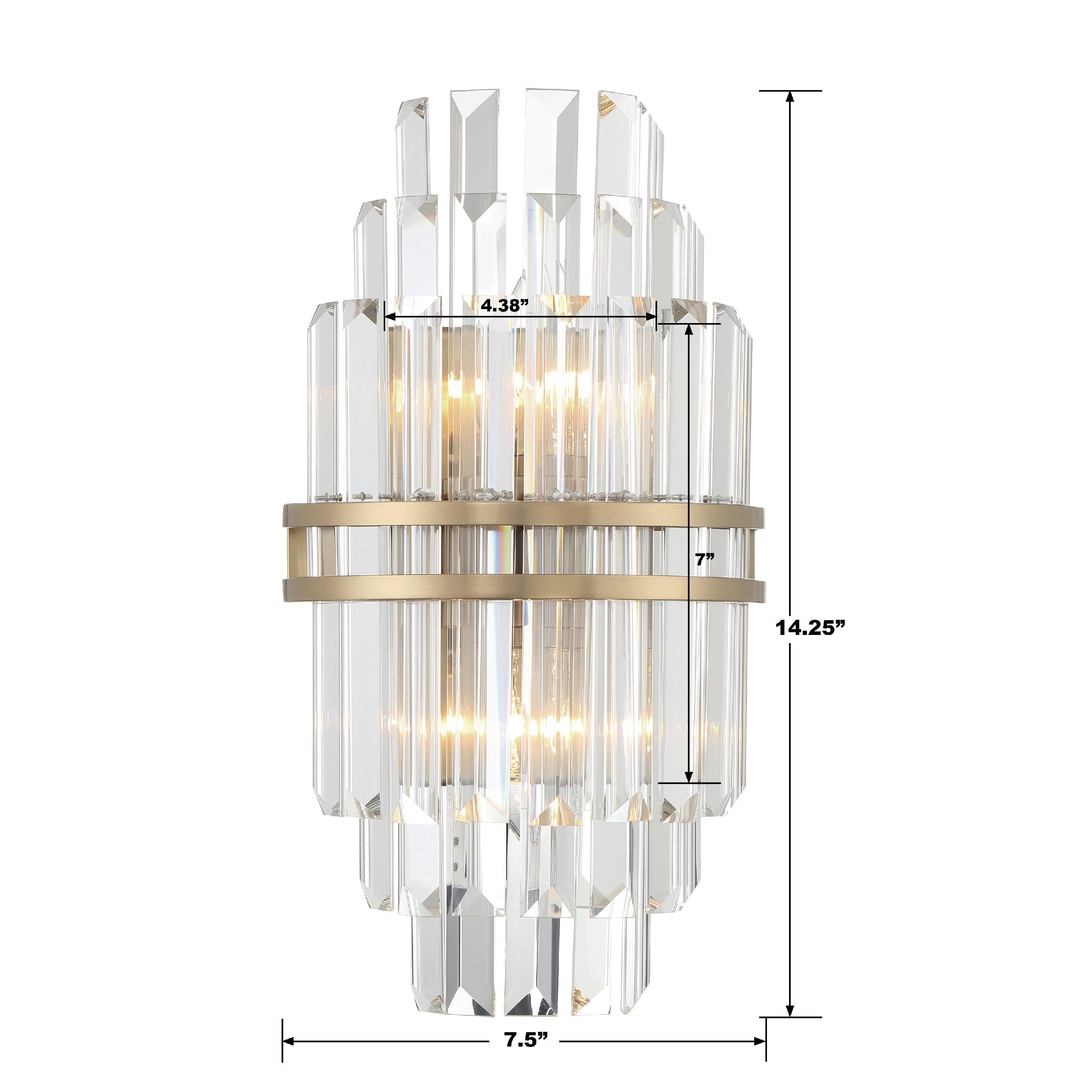 Crystorama Hayes HAY-1402-AG – 7.5 Inch – 2 Light – Sconce – Aged Brass – Dry Rated