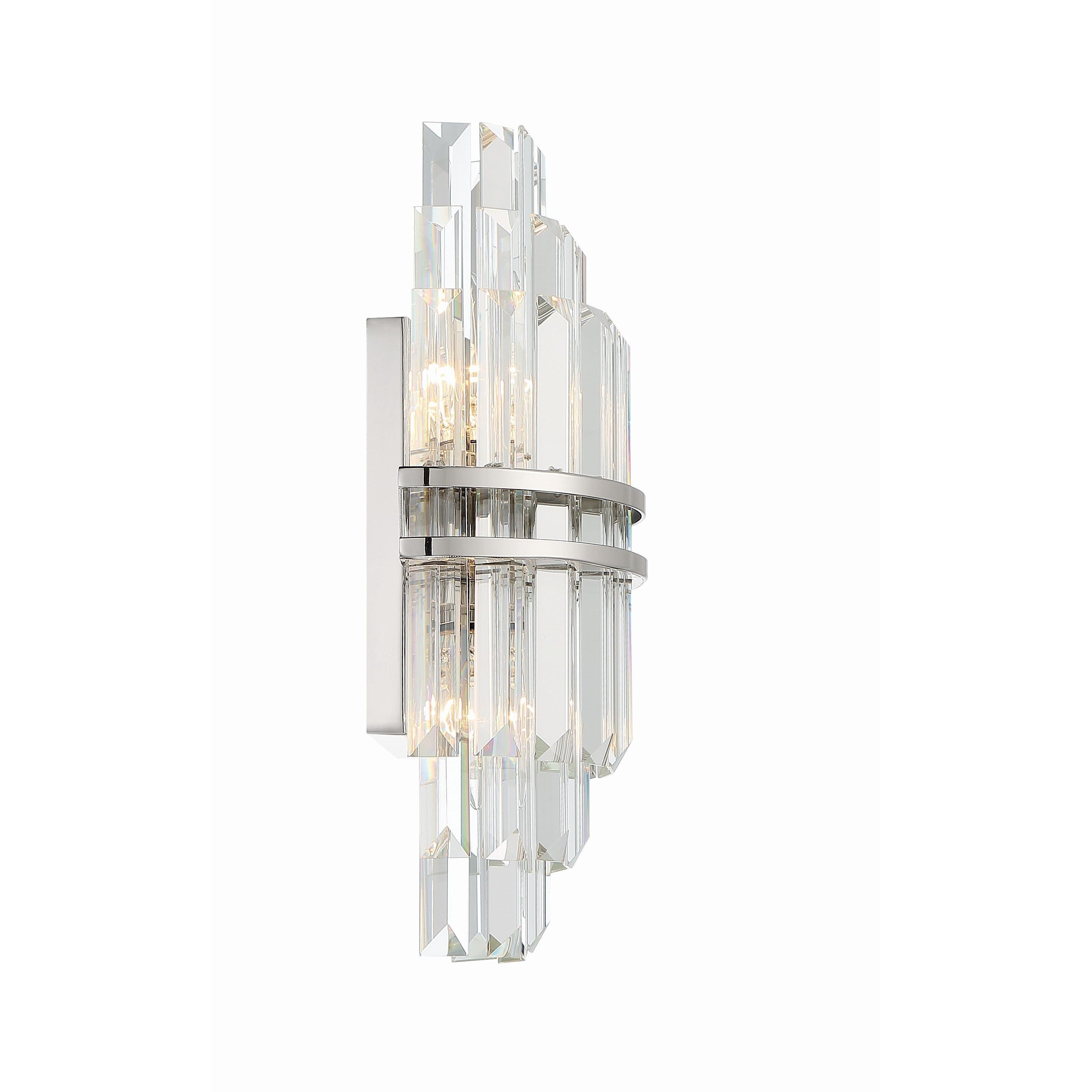Crystorama Hayes HAY-1402-PN – 7.5 Inch – 2 Light – Sconce – Polished Nickel – Dry Rated