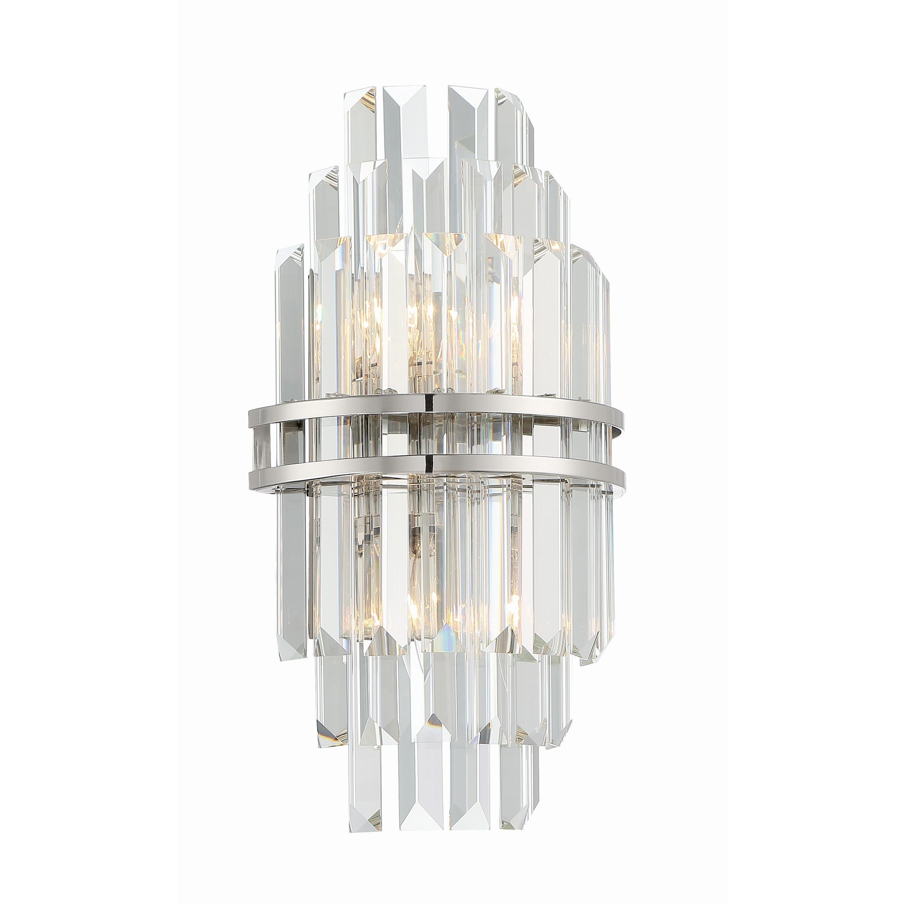 Crystorama Hayes HAY-1402-PN – 7.5 Inch – 2 Light – Sconce – Polished Nickel – Dry Rated