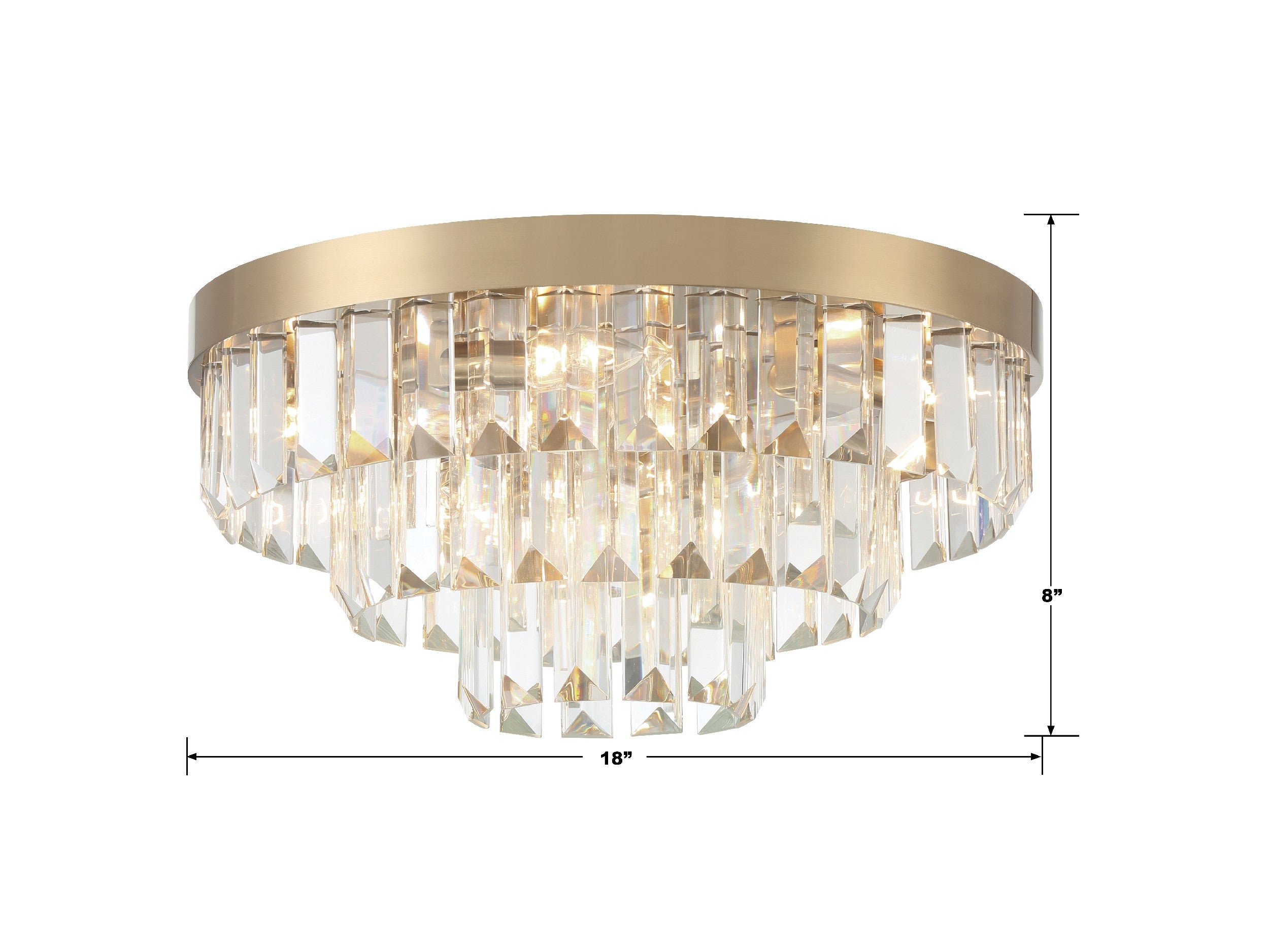 Crystorama Hayes HAY-1403-AG – 18 Inch – 8 Light – Semi Flush Mount Light – Aged Brass – Dry Rated
