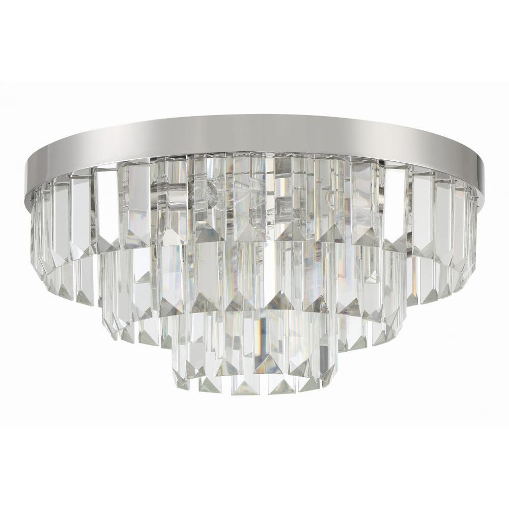Hayes 8 Light Polished Nickel Flush Mount
