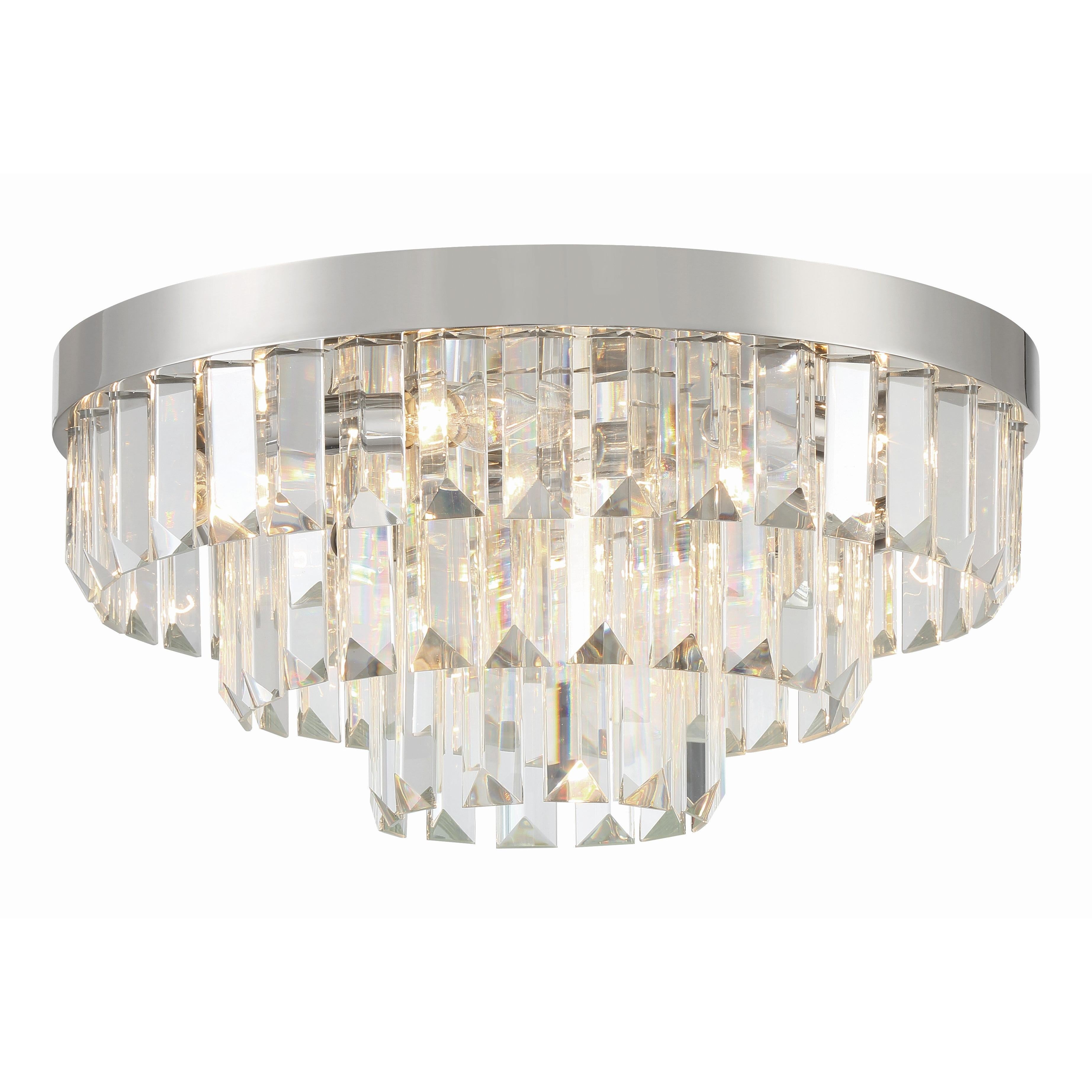 Crystorama Hayes HAY-1403-PN – 18 Inch – 8 Light – Semi Flush Mount Light – Polished Nickel – Dry Rated