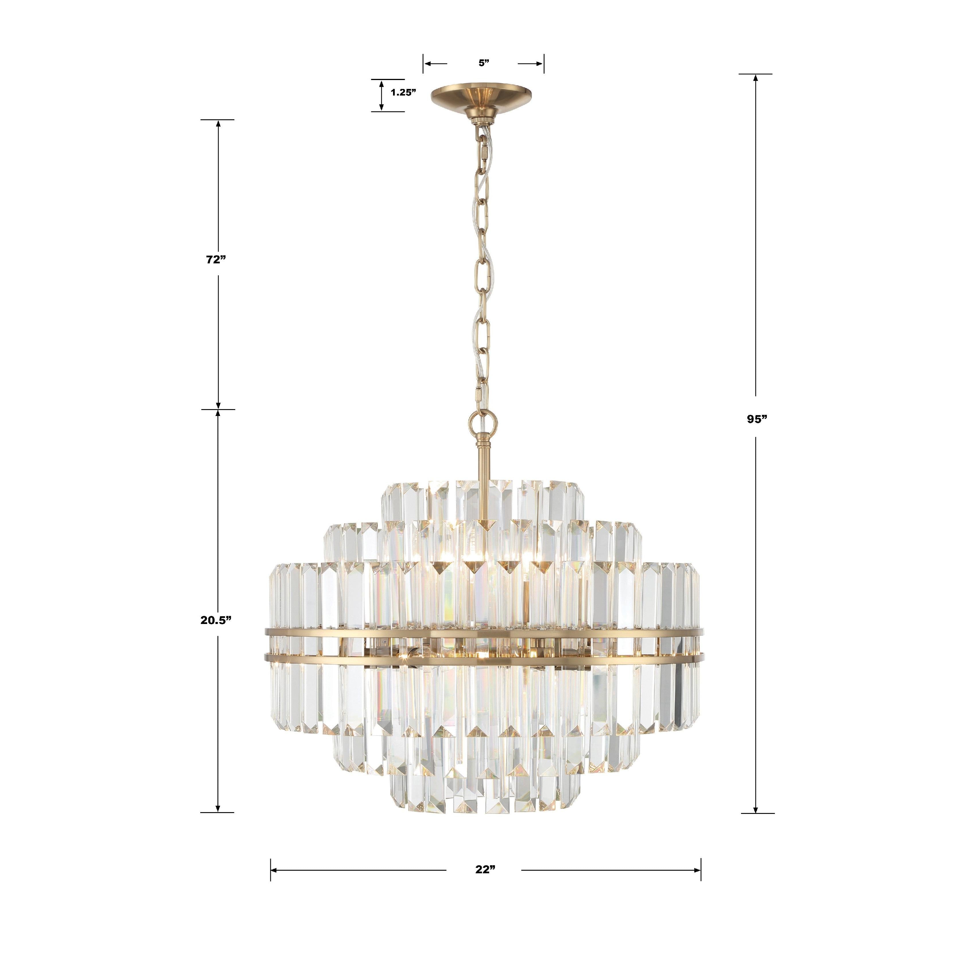 Crystorama Hayes HAY-1405-AG – 22 Inch – 12 Light – Chandelier – Aged Brass – Dry Rated