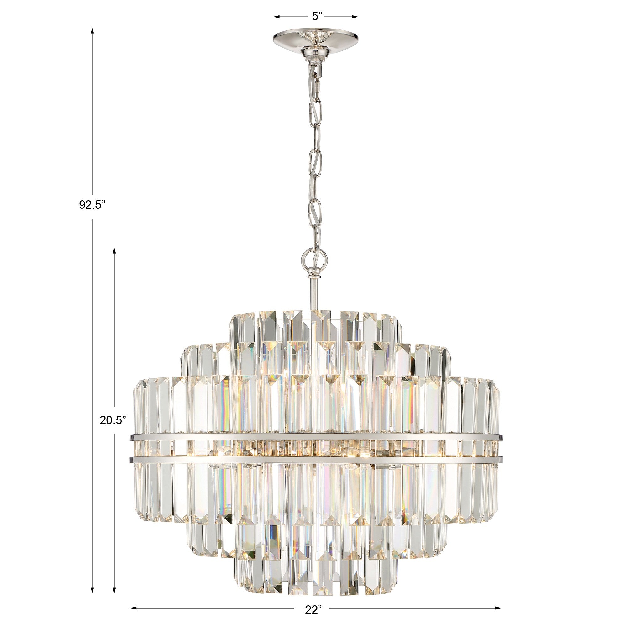Crystorama Hayes HAY-1405-PN – 22 Inch – 12 Light – Chandelier – Polished Nickel – Dry Rated