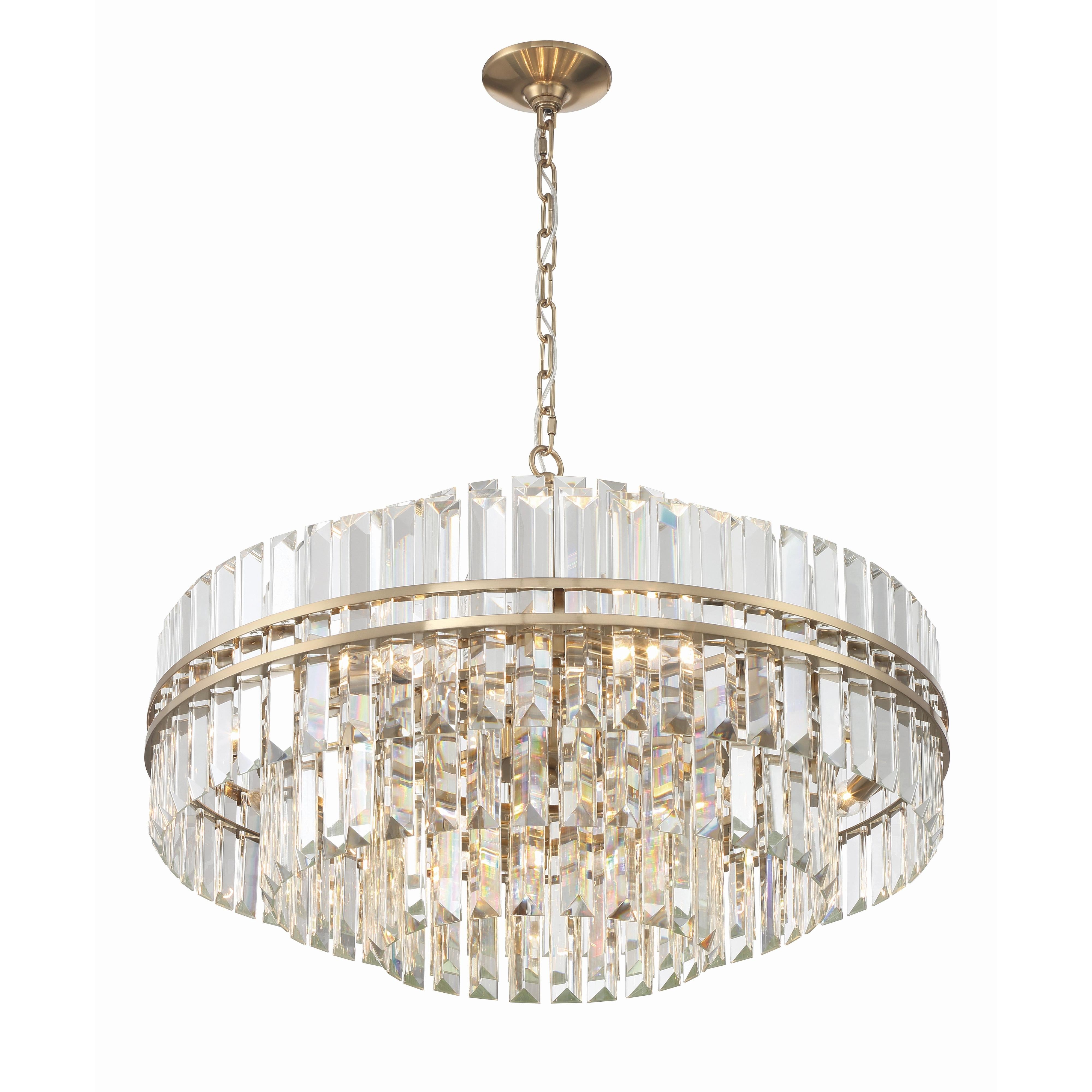 Crystorama Hayes HAY-1407-AG – 28 Inch – 16 Light – Chandelier – Aged Brass – Dry Rated