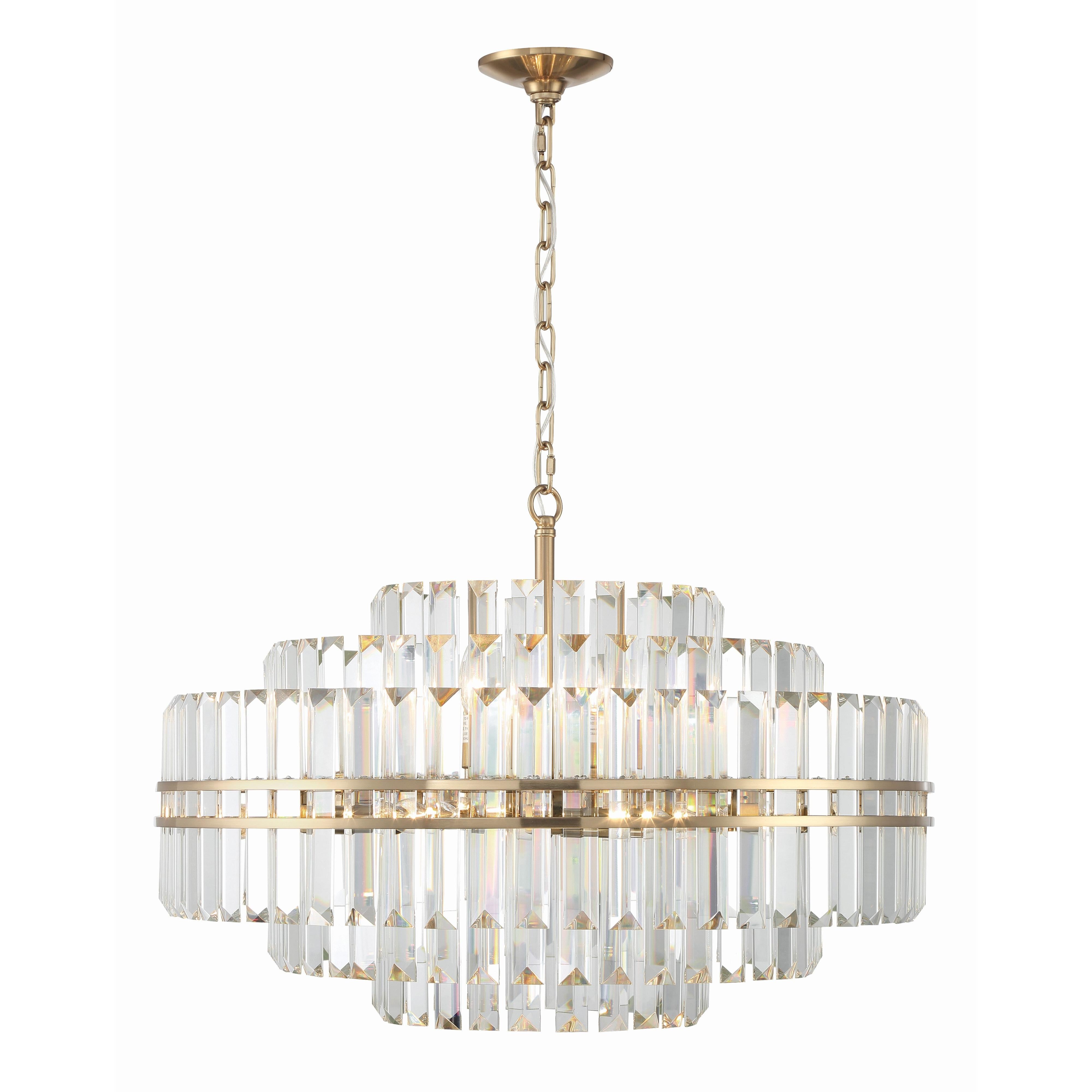 Crystorama Hayes HAY-1407-AG – 28 Inch – 16 Light – Chandelier – Aged Brass – Dry Rated