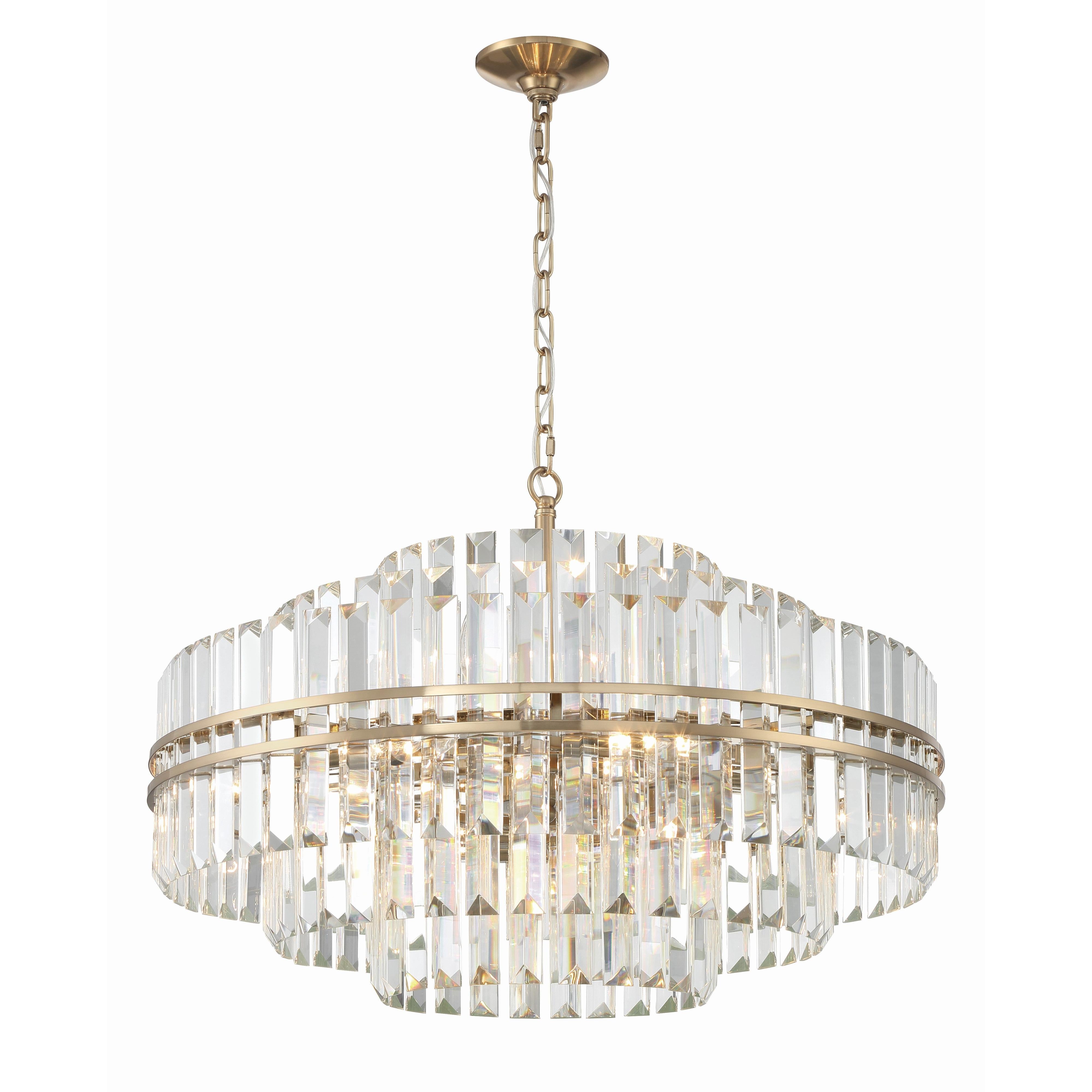 Crystorama Hayes HAY-1407-AG – 28 Inch – 16 Light – Chandelier – Aged Brass – Dry Rated