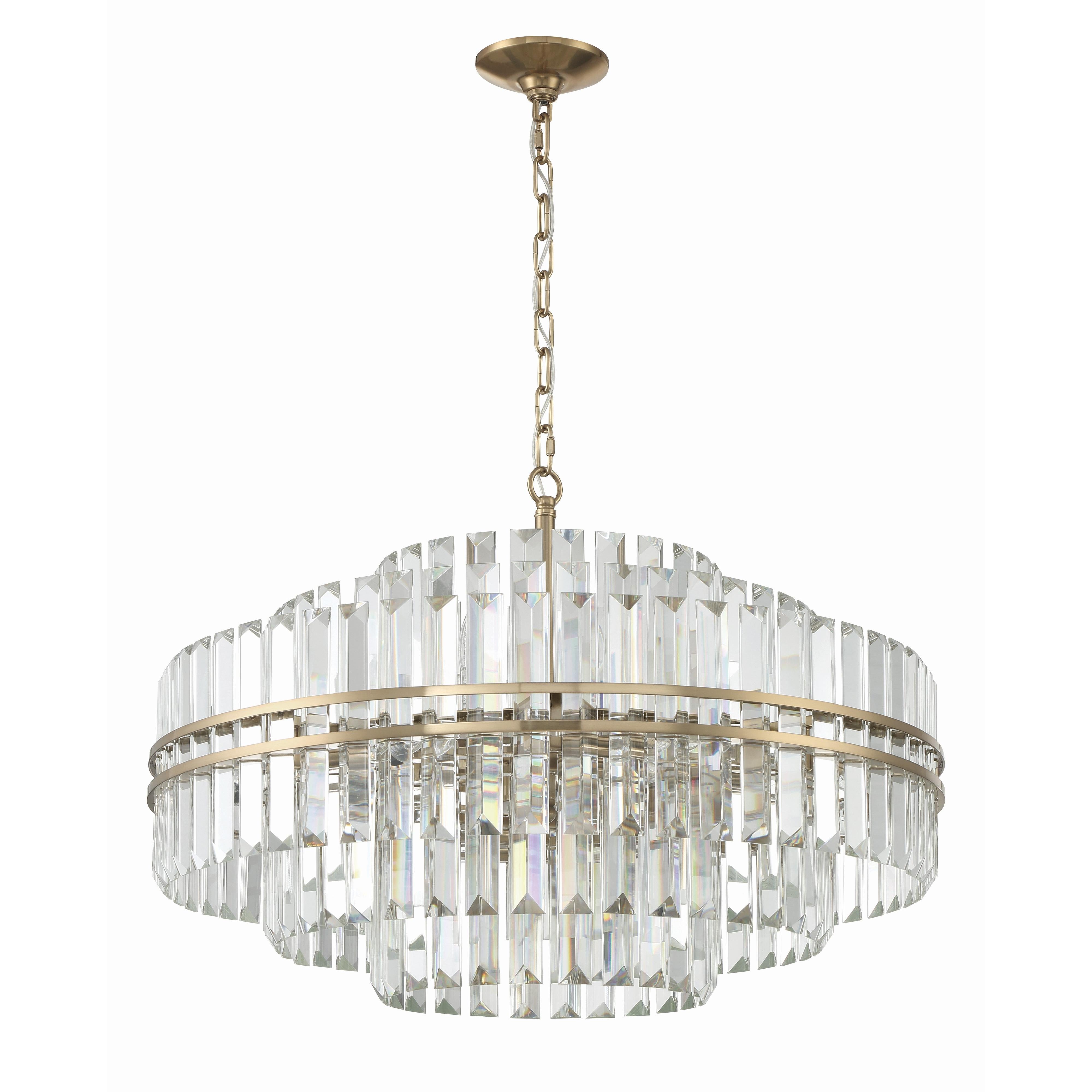 Crystorama Hayes HAY-1407-AG – 28 Inch – 16 Light – Chandelier – Aged Brass – Dry Rated