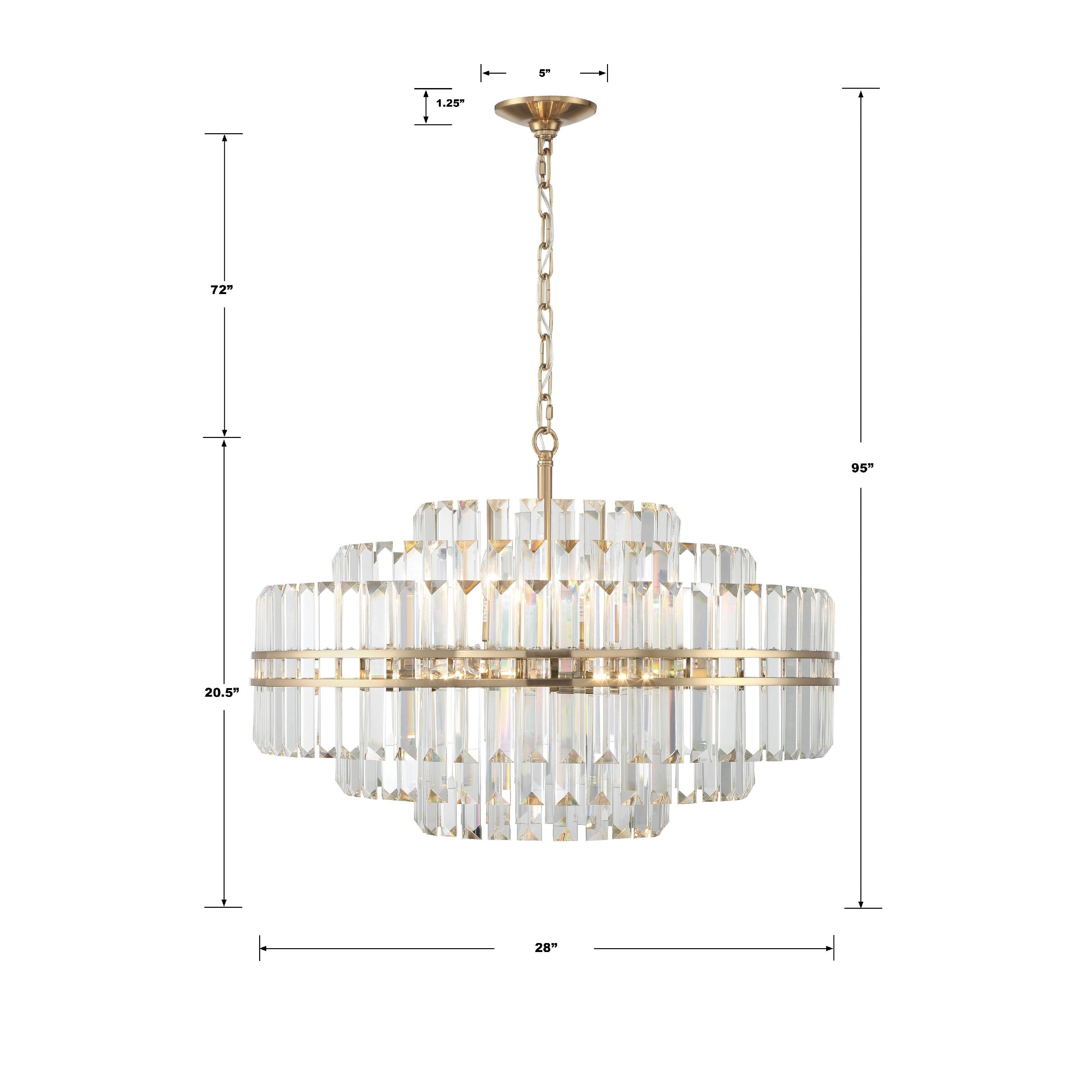 Crystorama Hayes HAY-1407-AG – 28 Inch – 16 Light – Chandelier – Aged Brass – Dry Rated