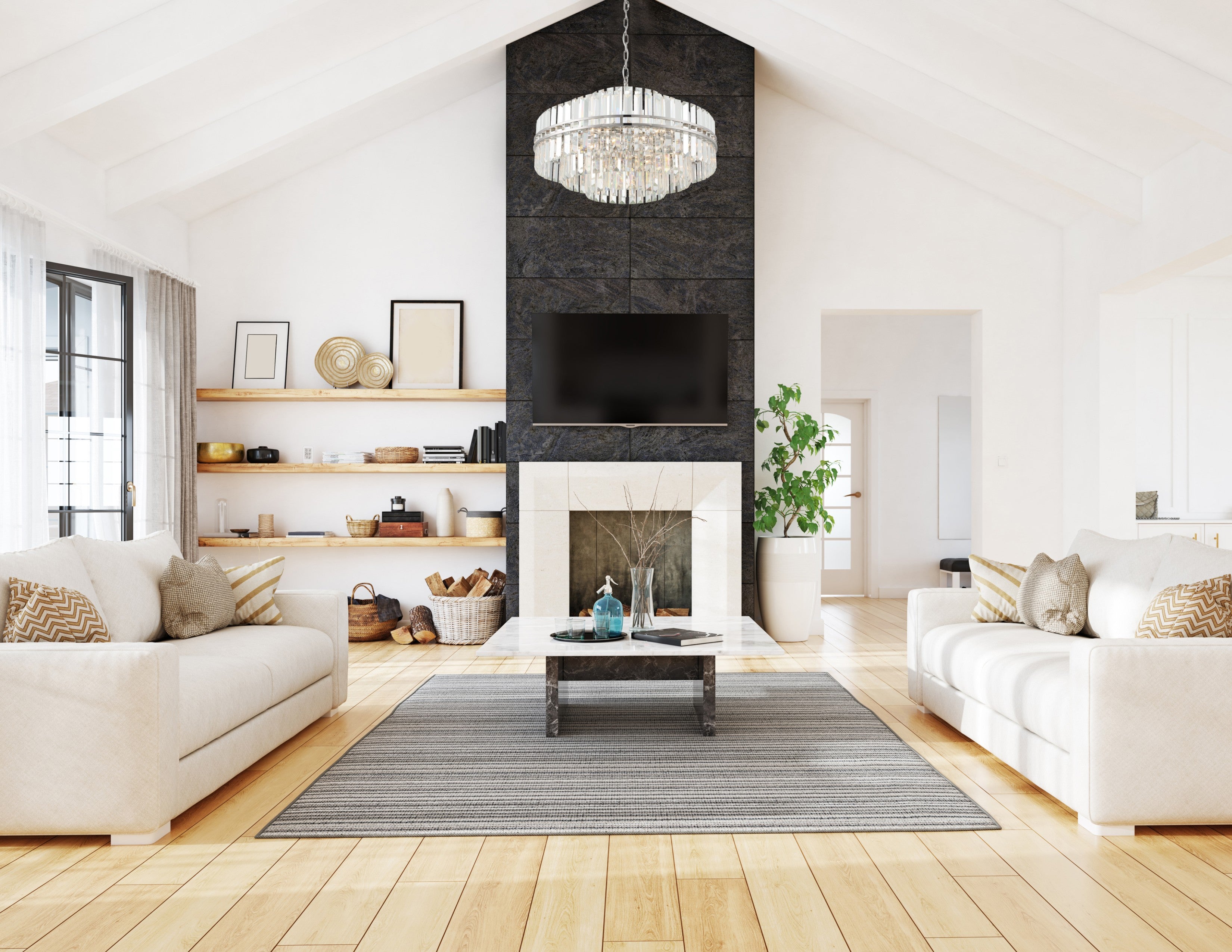 Crystorama Hayes HAY-1407-PN – 28 Inch – 16 Light – Chandelier – Polished Nickel – Dry Rated