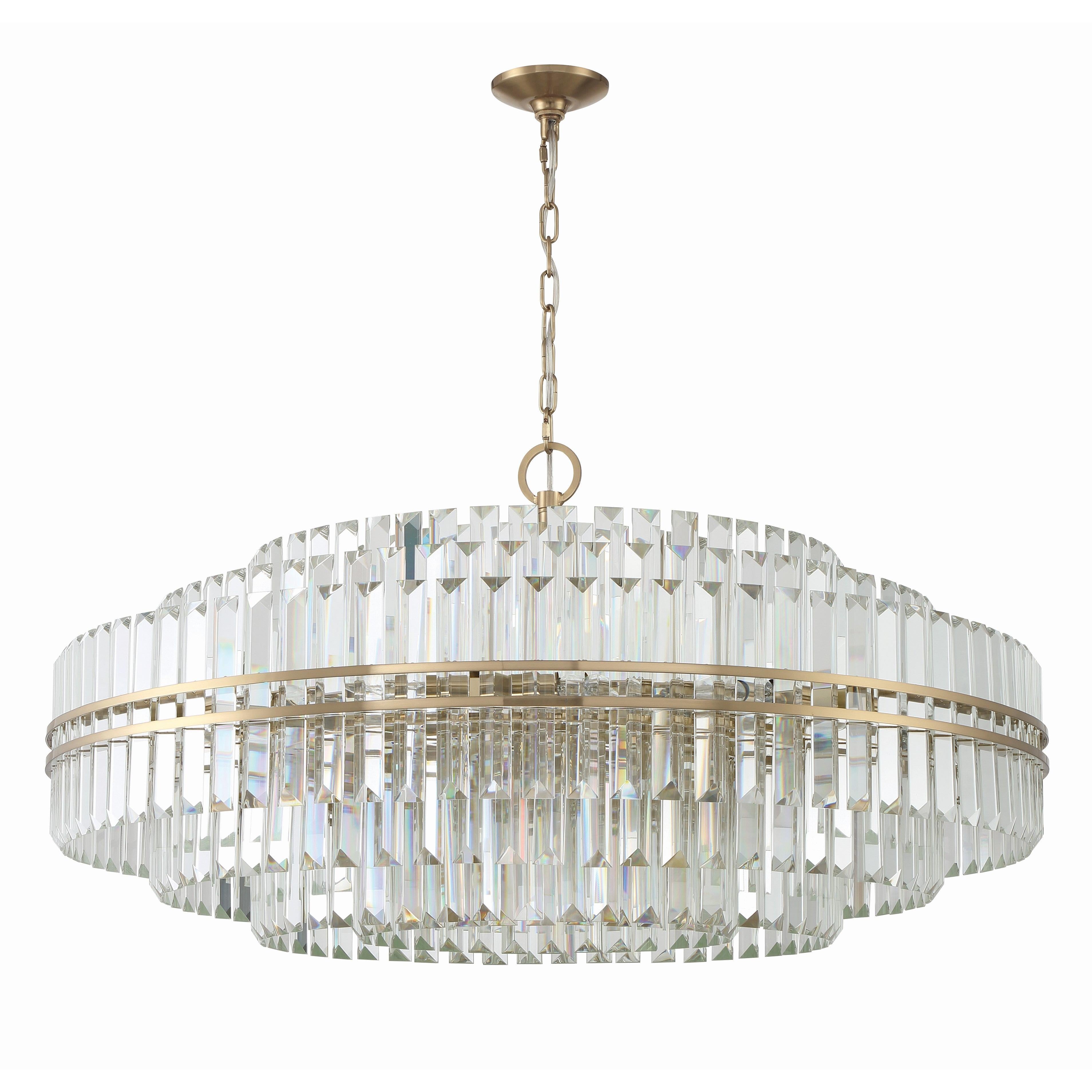 Crystorama Hayes HAY-1409-AG – 40.5 Inch – 32 Light – Chandelier – Aged Brass – Dry Rated