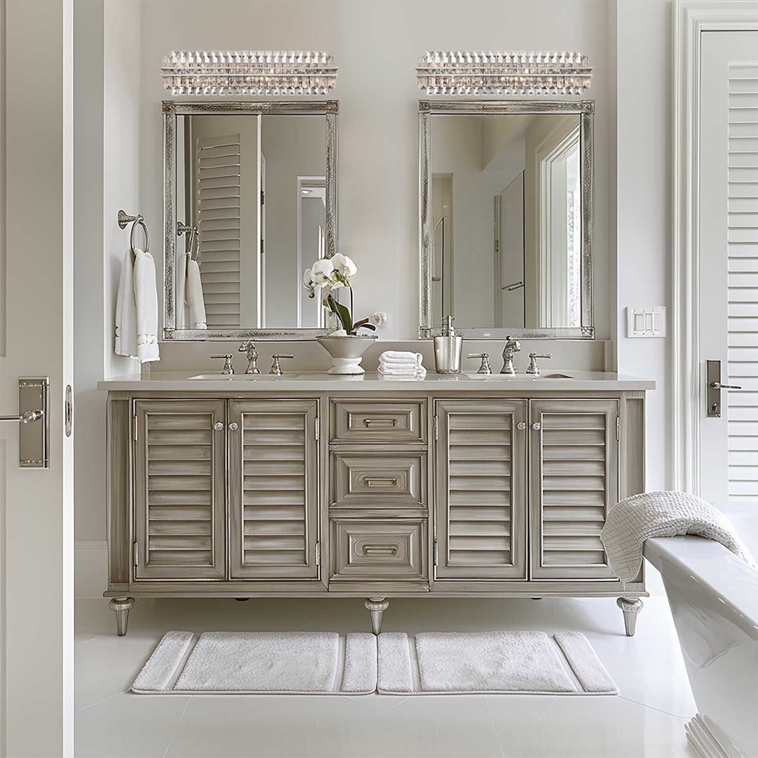 Crystorama Hayes HAY-1415-PN – 31.5 Inch – 6 Light – Bath Vanity Light – Polished Nickel – Damp Rated