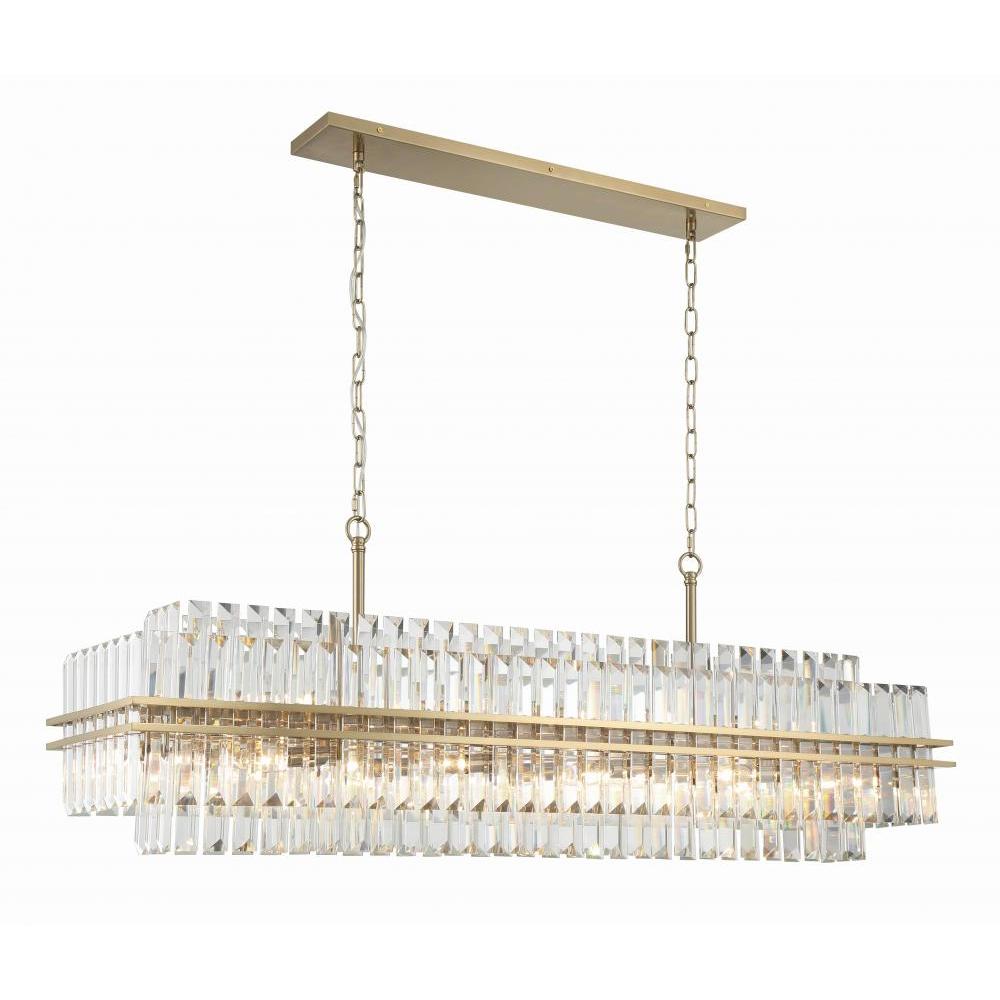 Hayes 16 Light Aged Brass Linear Chandelier