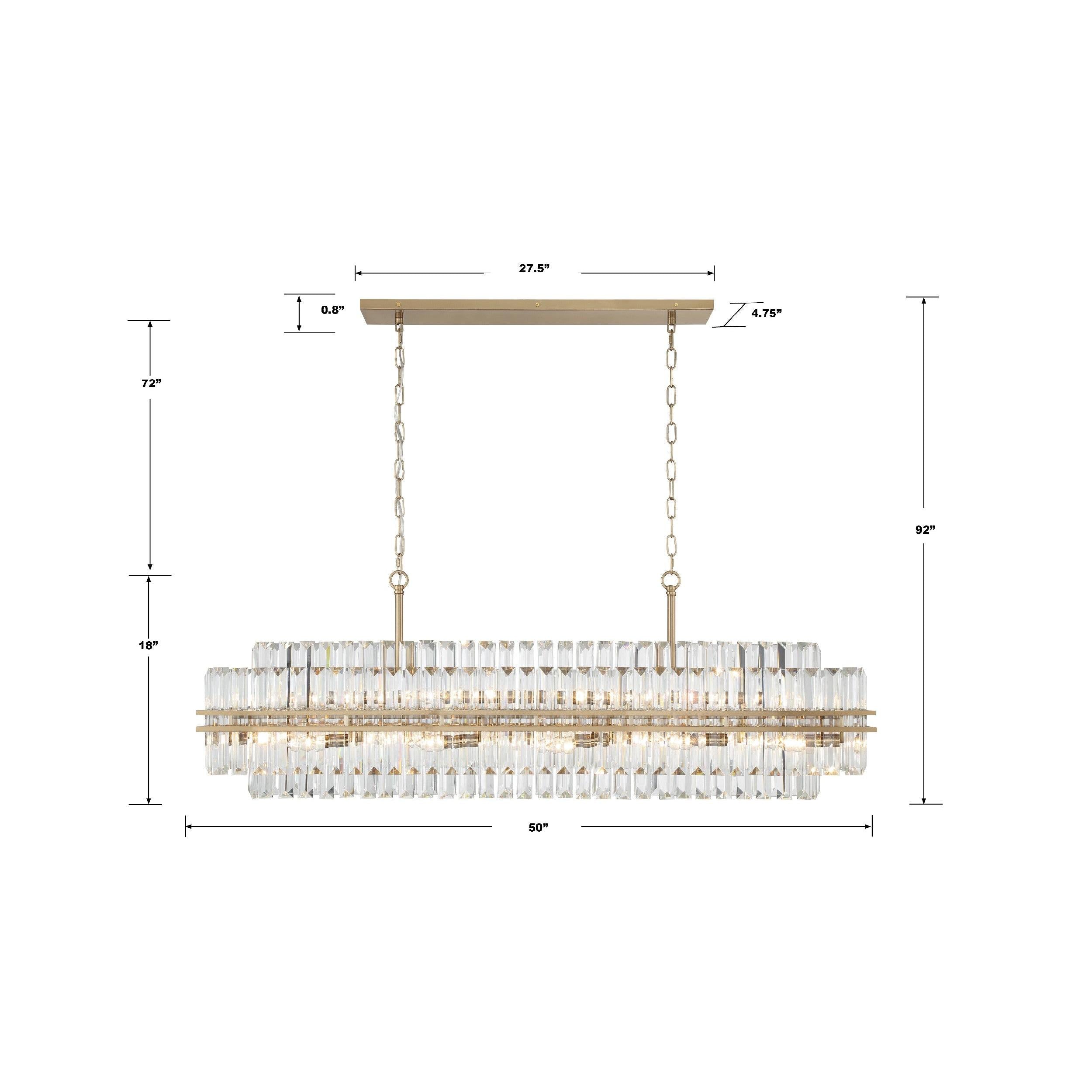 Crystorama Hayes HAY-1417-AG – 50 Inch – 16 Light – Chandelier – Aged Brass – Dry Rated
