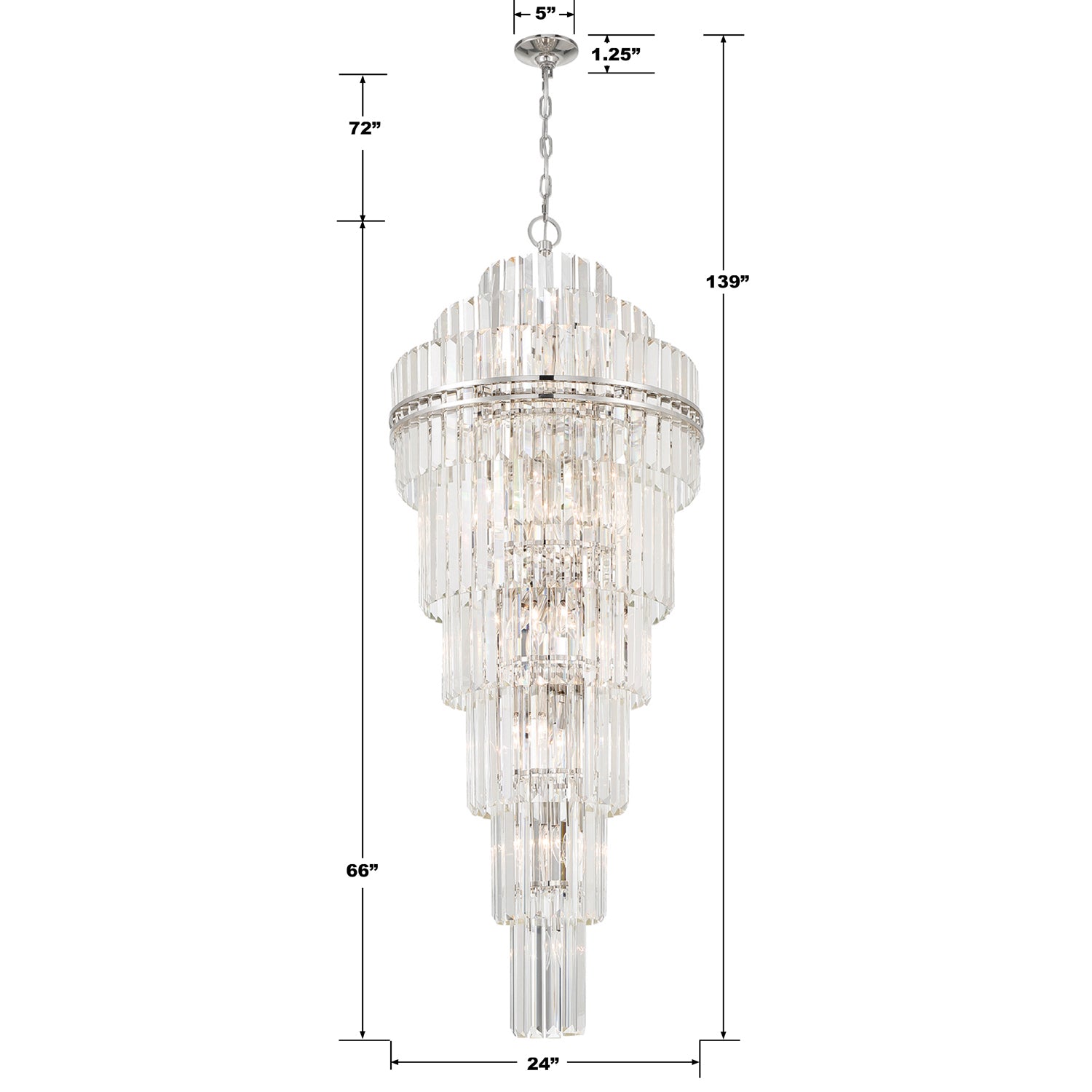 Crystorama Hayes HAY-1419-PN – 24 Inch – 31 Light – Chandelier – Polished Nickel – Dry Rated