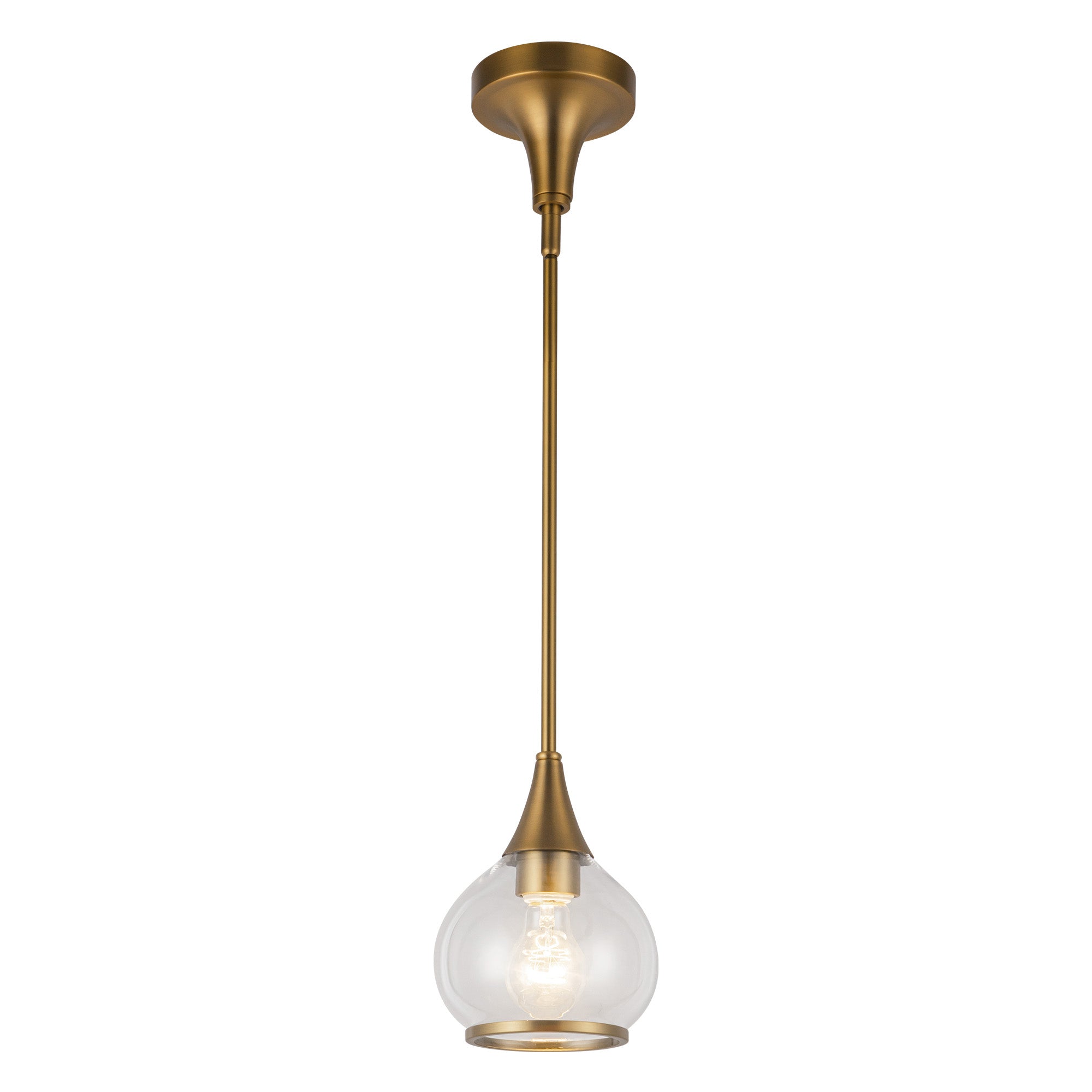 Hazel 6-in Aged Gold/Clear Glass 1 Light Pendant