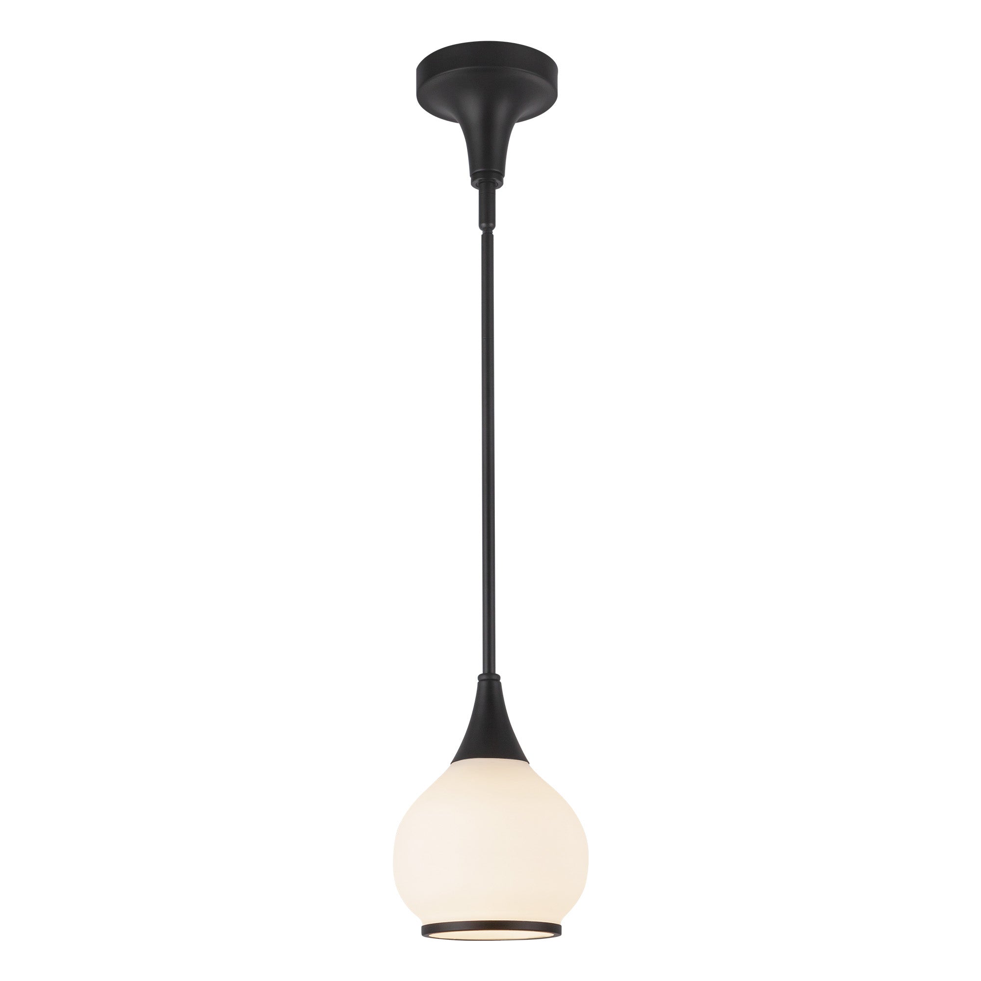 Hazel 6-in Matte Black/Opal Matte Glass 1 Light Pendant