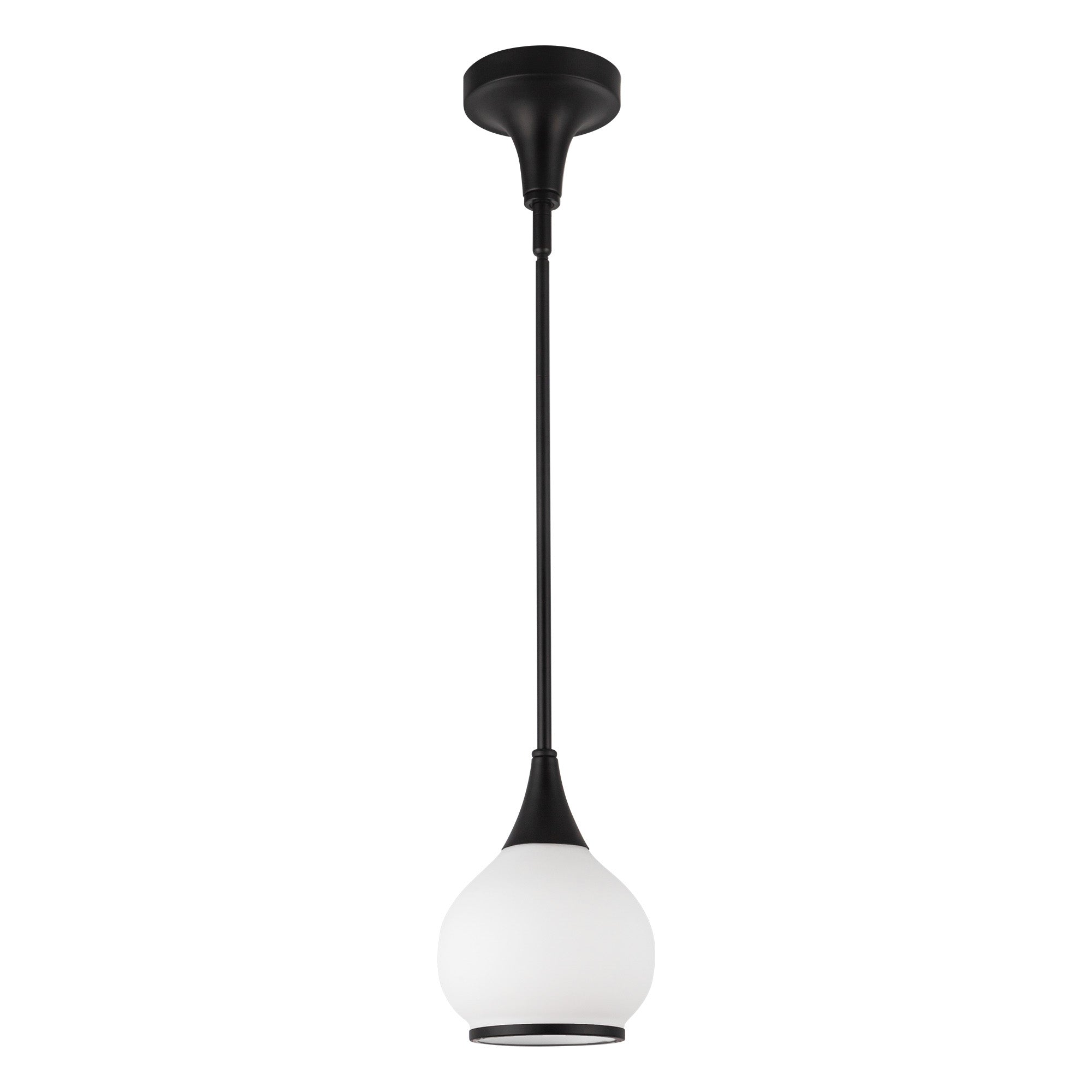 Hazel 6-in Matte Black/Opal Matte Glass 1 Light Pendant