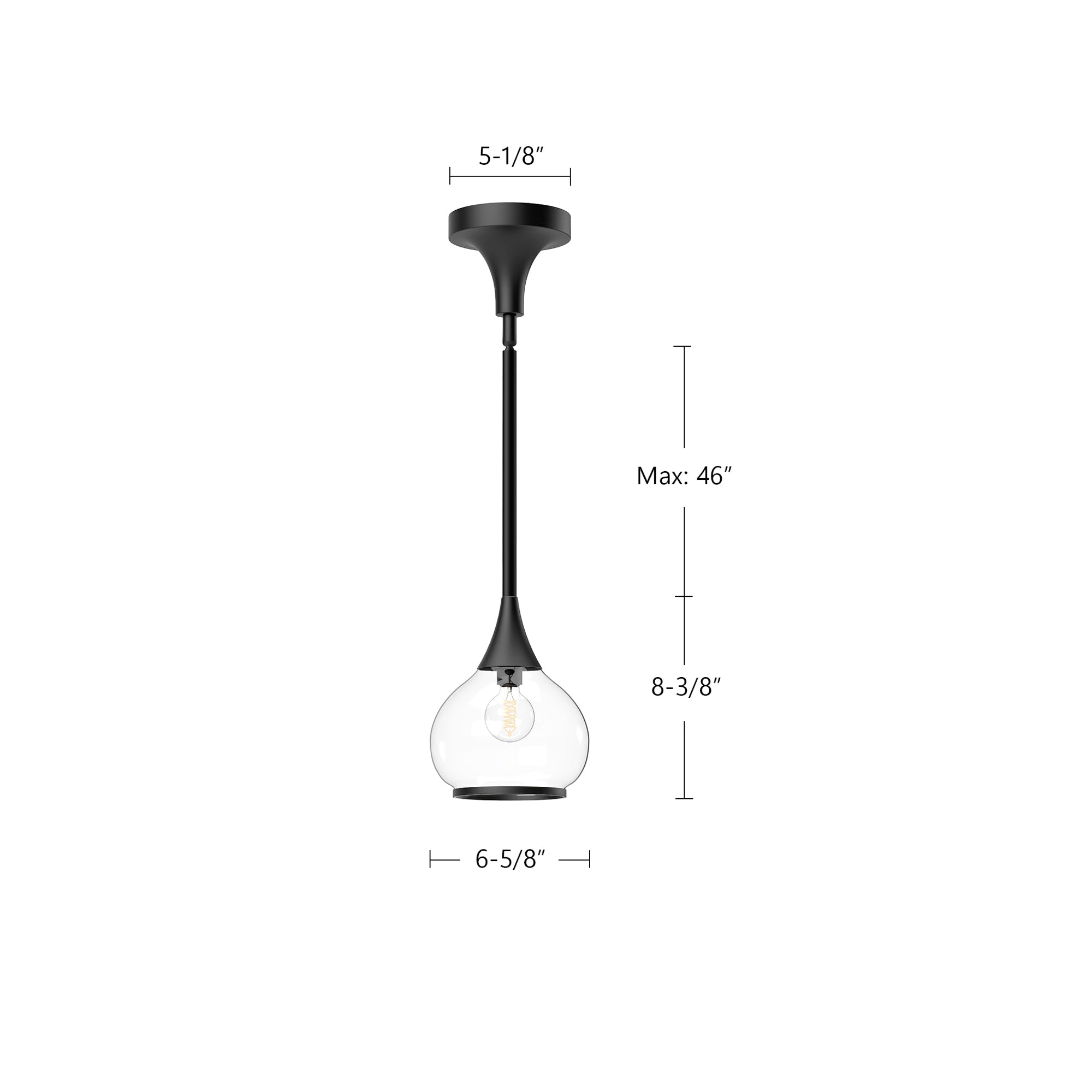 Hazel 6-in Clear Glass/Matte Black 1 Light Pendant