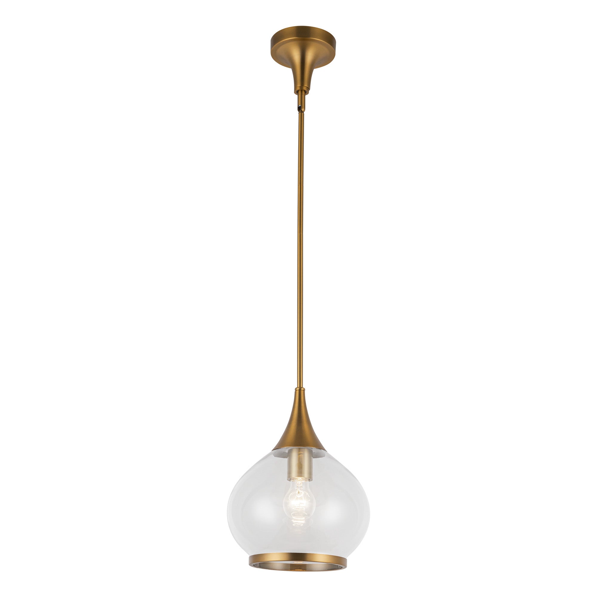 Hazel 10-in Aged Gold/Clear Glass 1 Light Pendant
