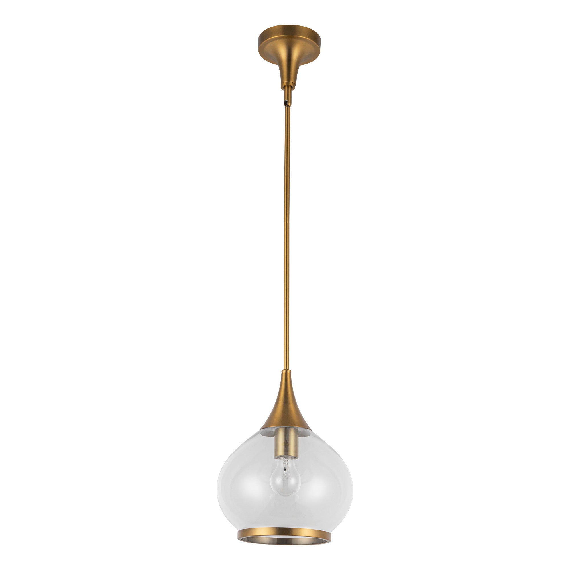Hazel 10-in Aged Gold/Clear Glass 1 Light Pendant