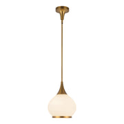 Hazel 10-in Aged Gold/Opal Matte Glass 1 Light Pendant