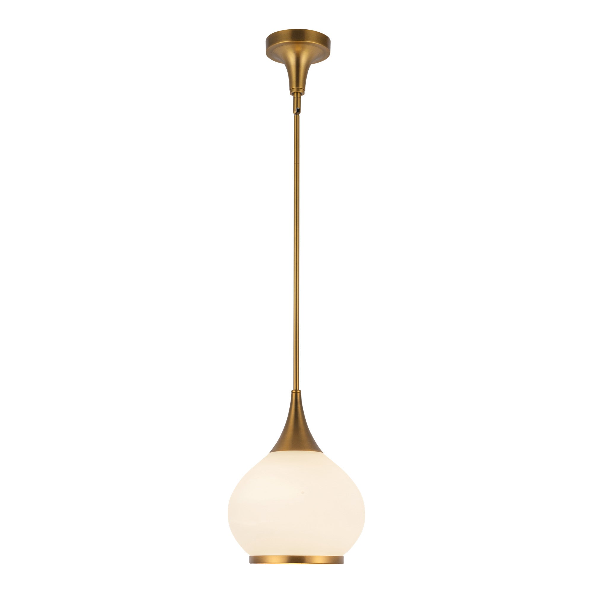 Hazel 10-in Aged Gold/Opal Matte Glass 1 Light Pendant