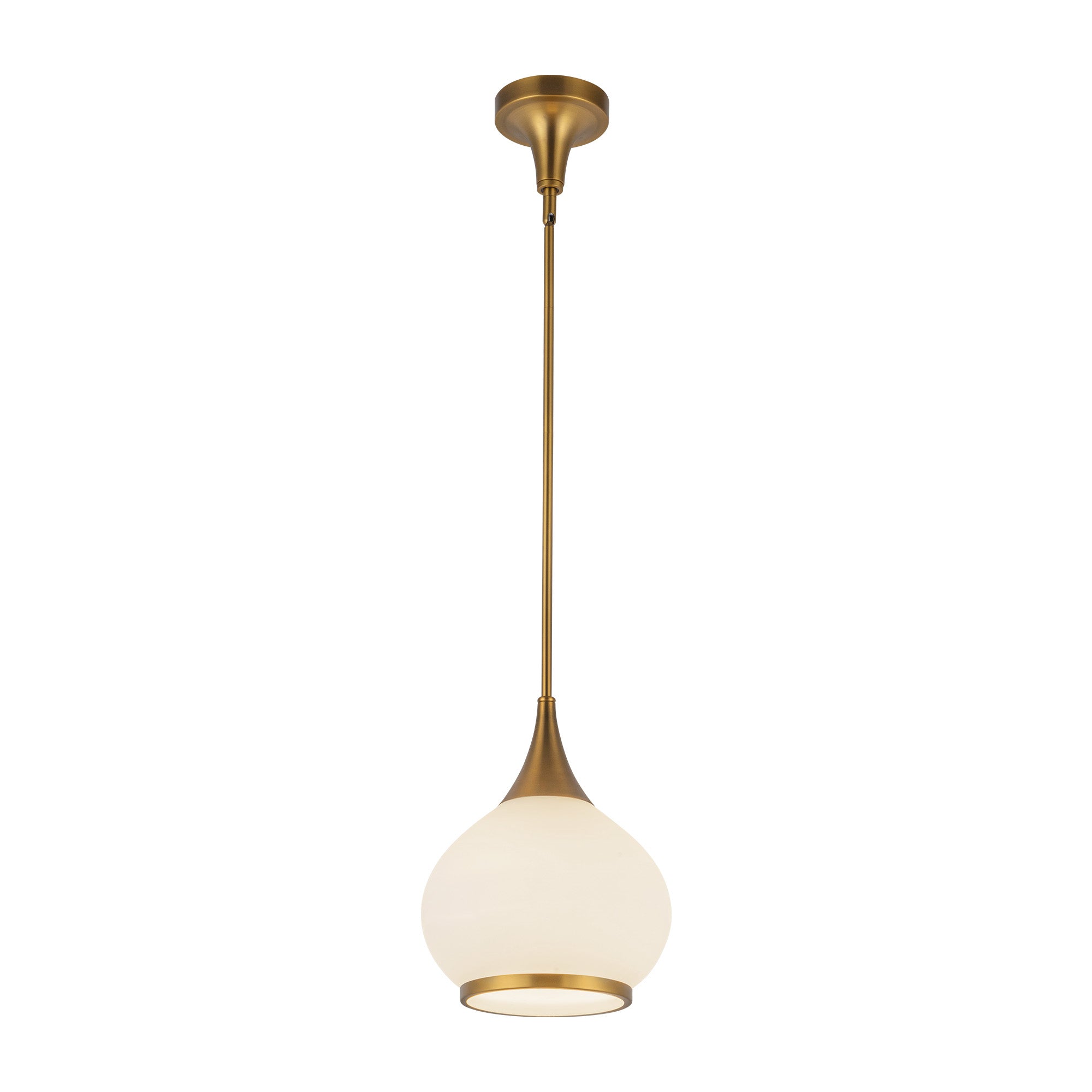 Hazel 10-in Aged Gold/Opal Matte Glass 1 Light Pendant